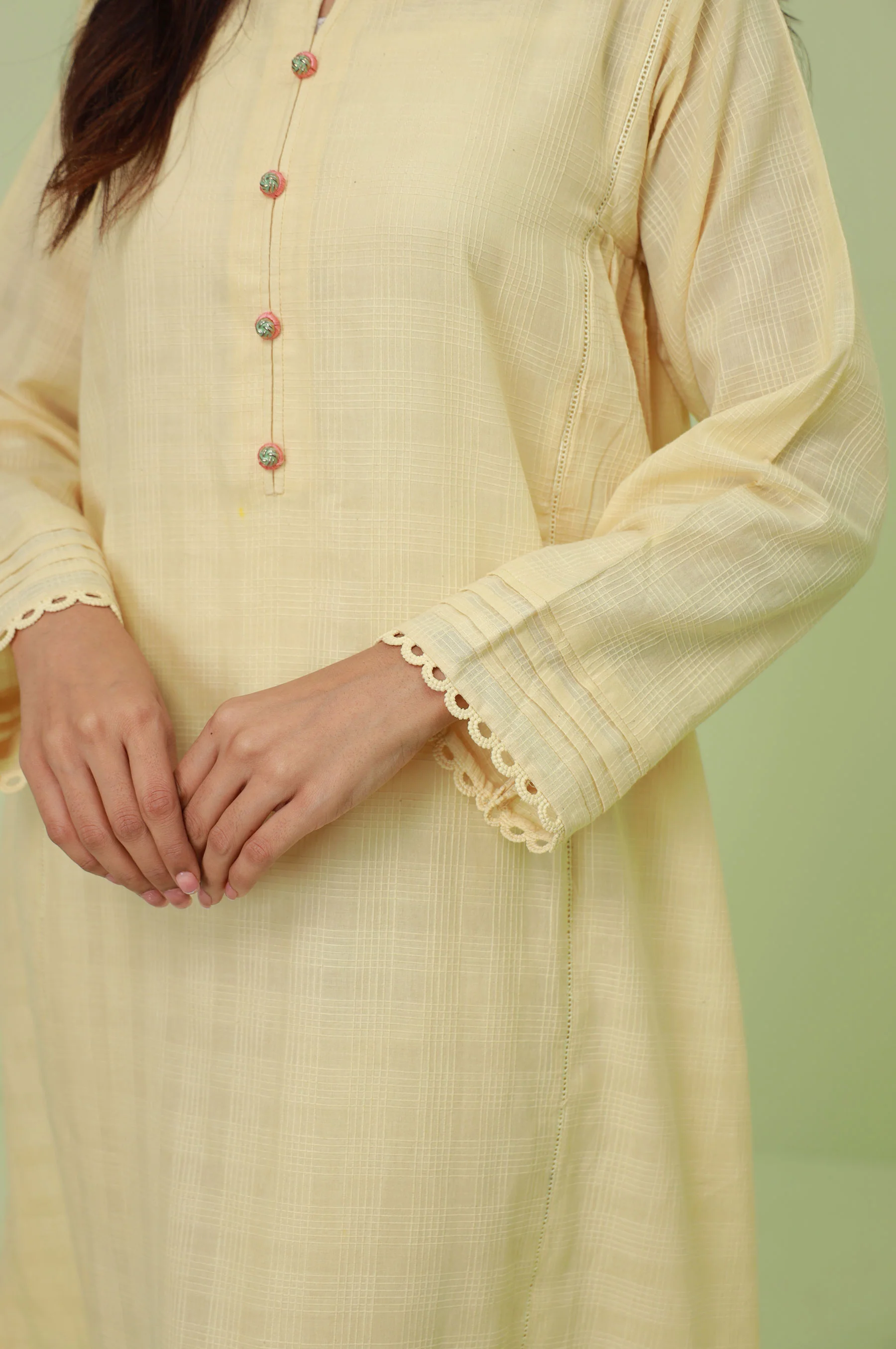 Stitched 2 Piece Embroidered Textured Suit - Image 6