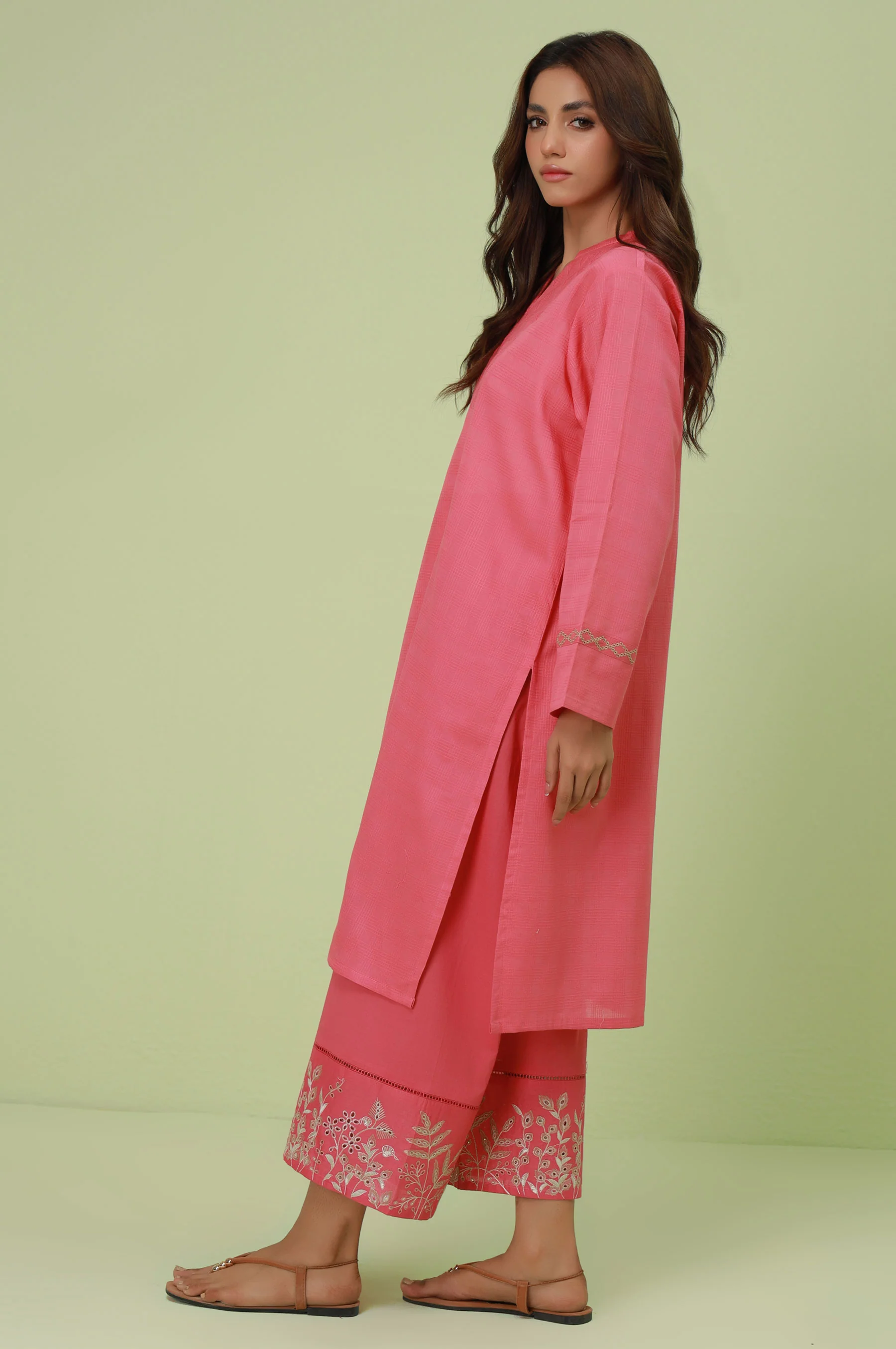 Stitched 2 Piece Embroidered Textured Suit - Image 3
