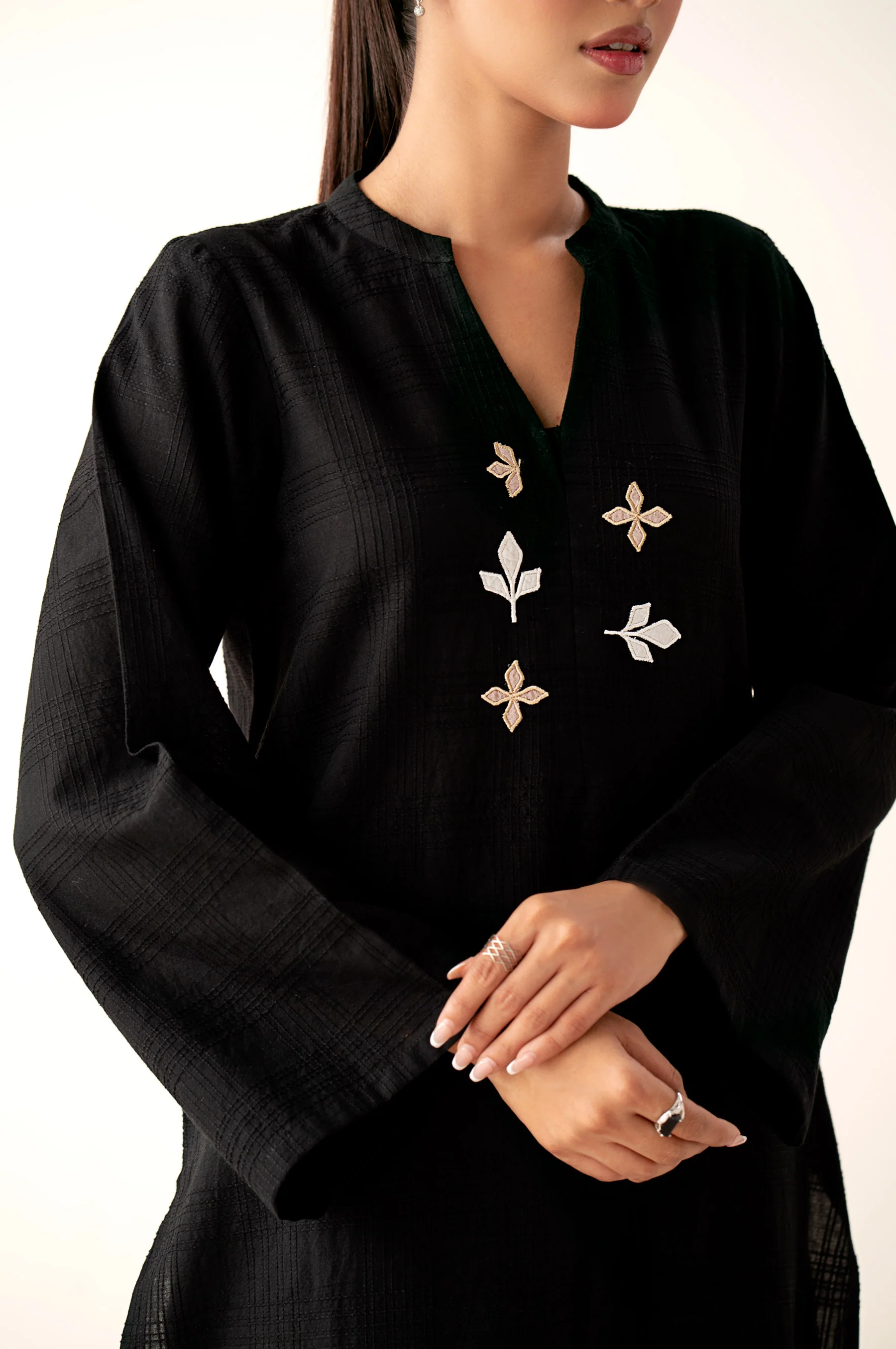 Stitched 2 Piece Embroidered Textured Suit - Image 6