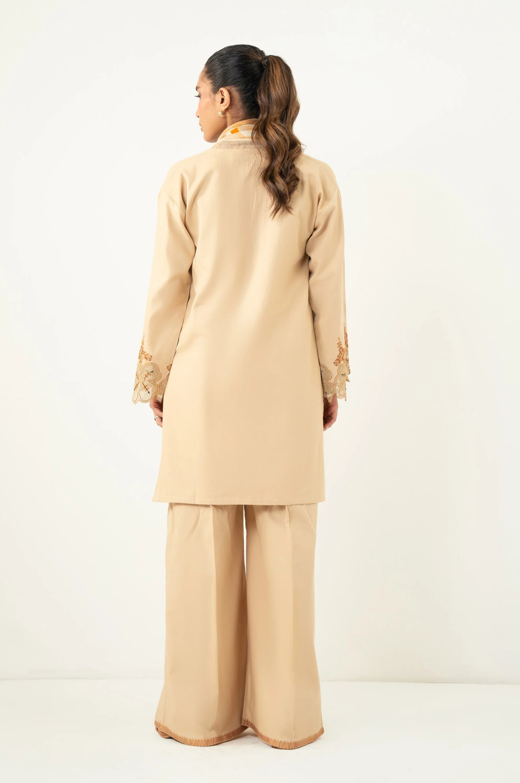 EMBROIDERED TWILL KHADDAR STITCHED SHIRT BOTTOM - Image 5
