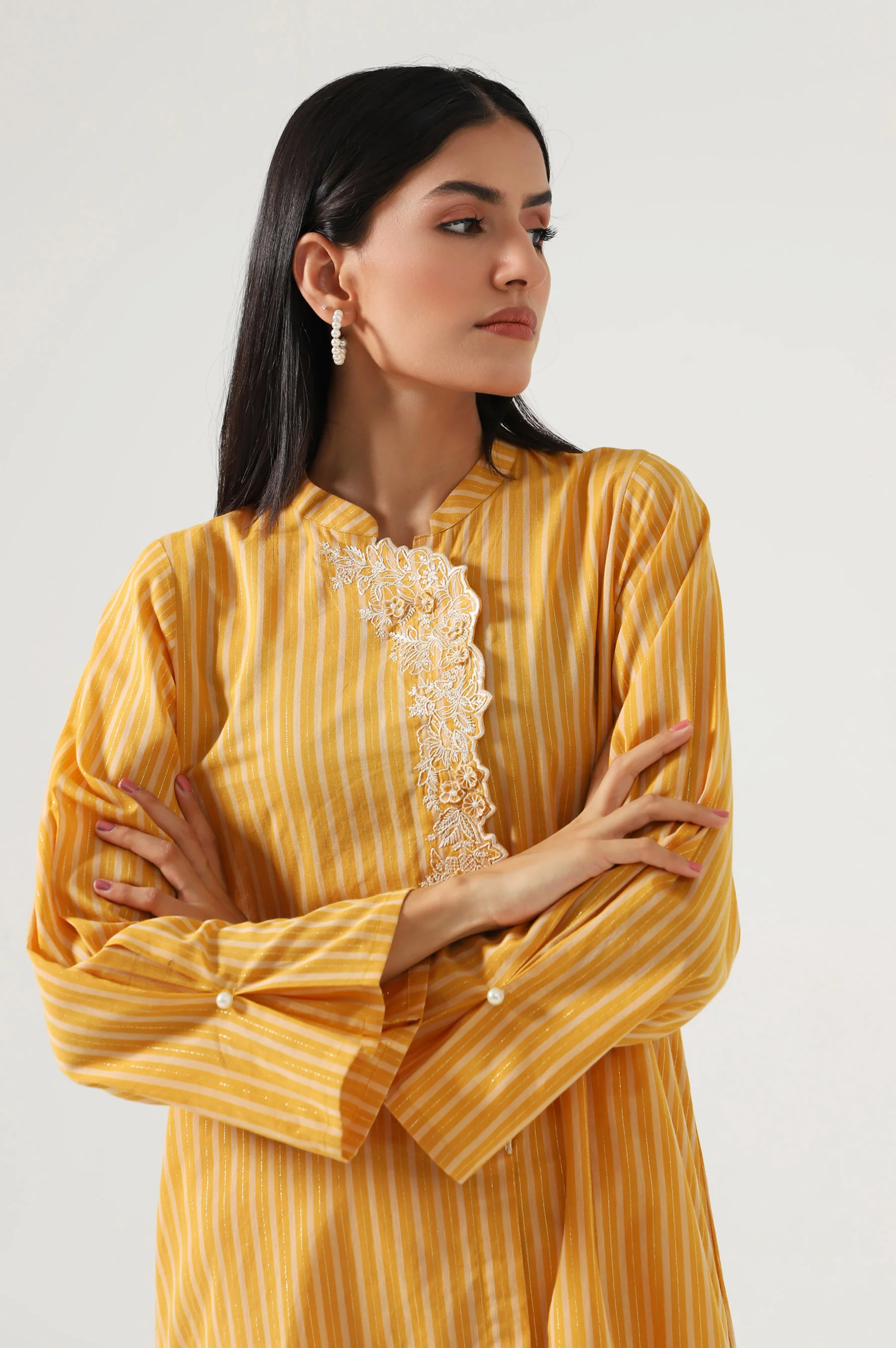 Stitched 2 Piece Embroidered Yarn Dyed Suit - Image 3