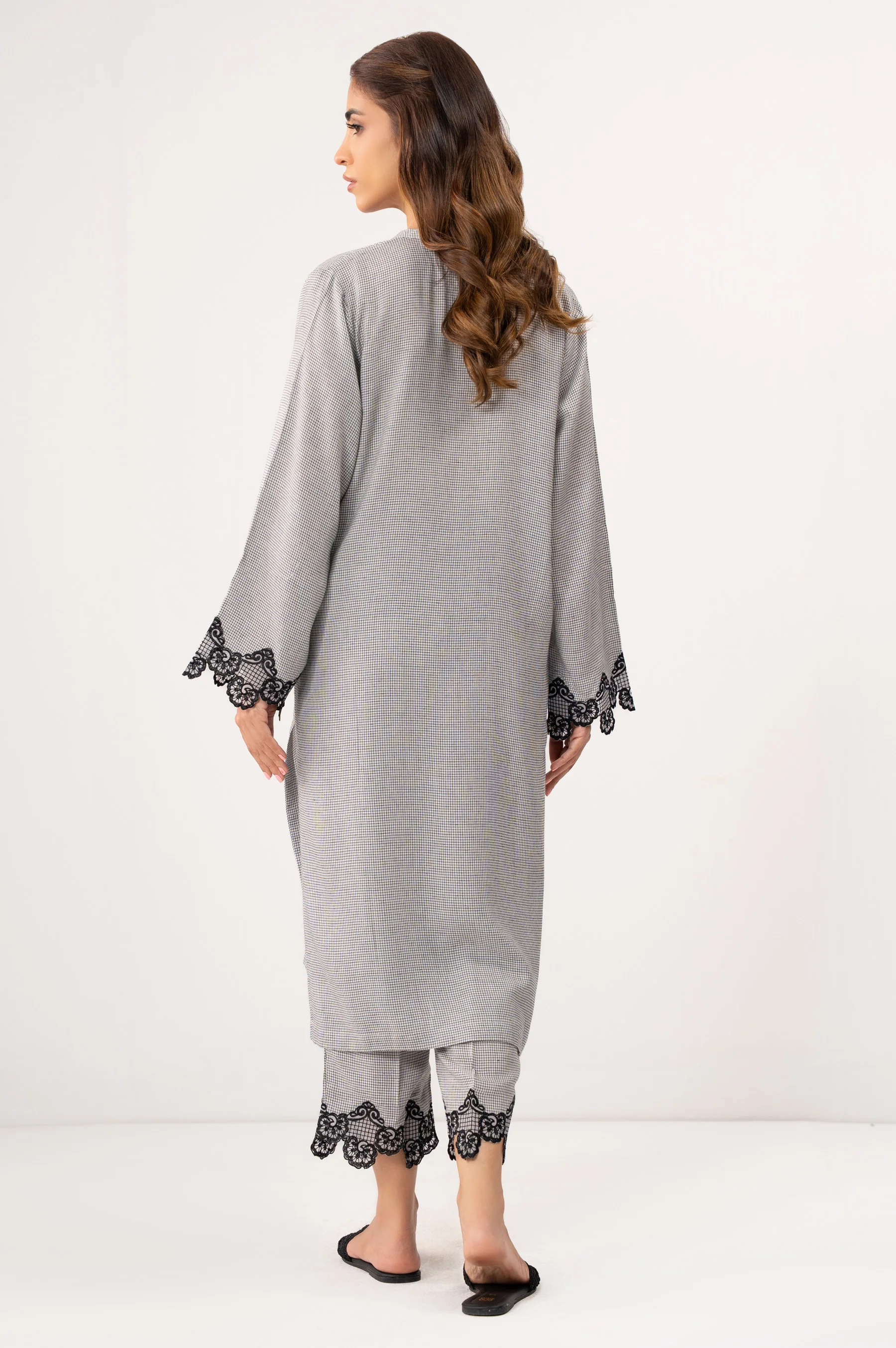 Stitched 2 Piece Embroidered Yarn Dyed Suit - Image 5