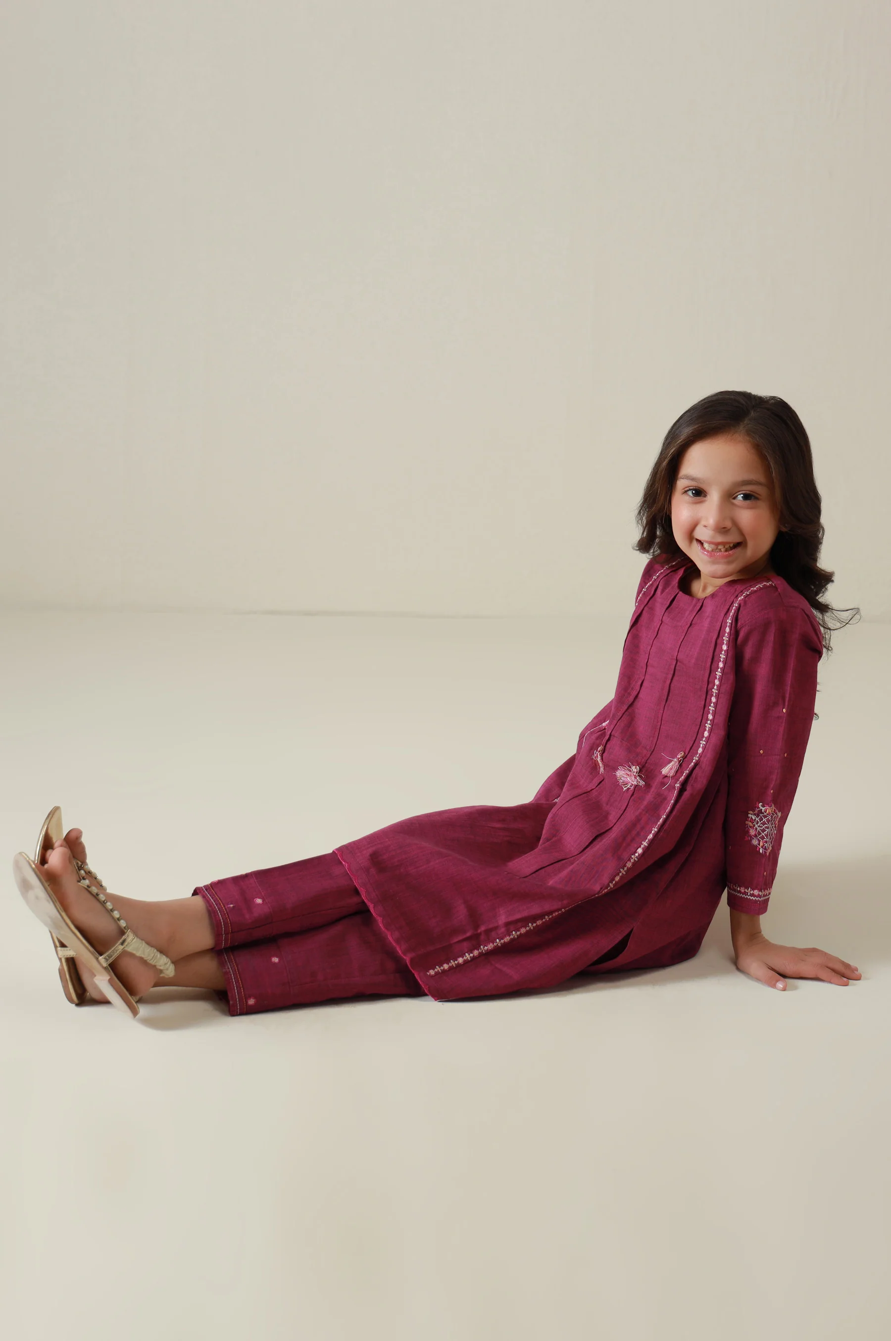 Stitched 2 Piece Embroidered Yarn Dyed Suit - Image 2