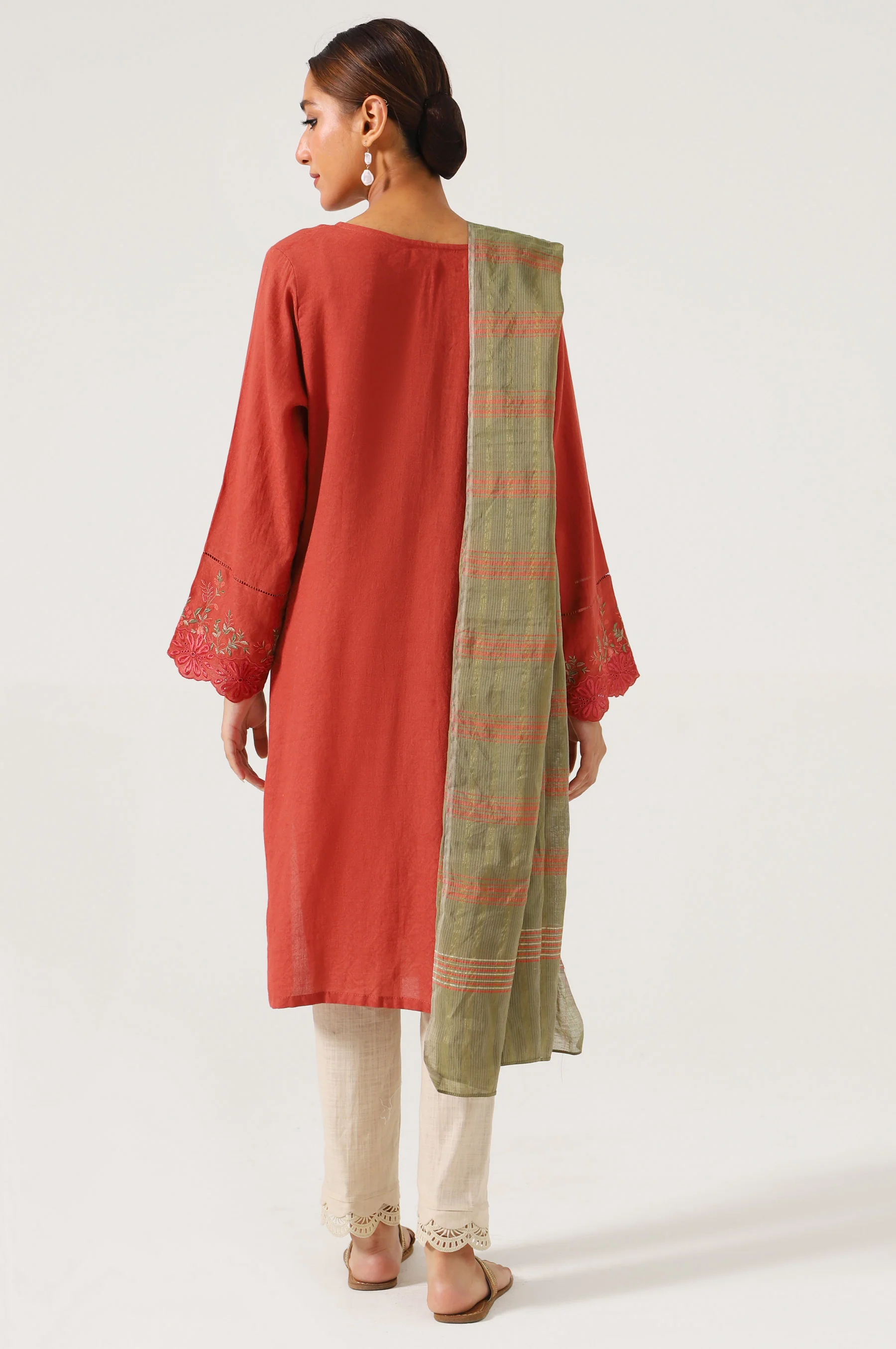 Stitched 2 Piece Satin Jacquard suit - Image 3