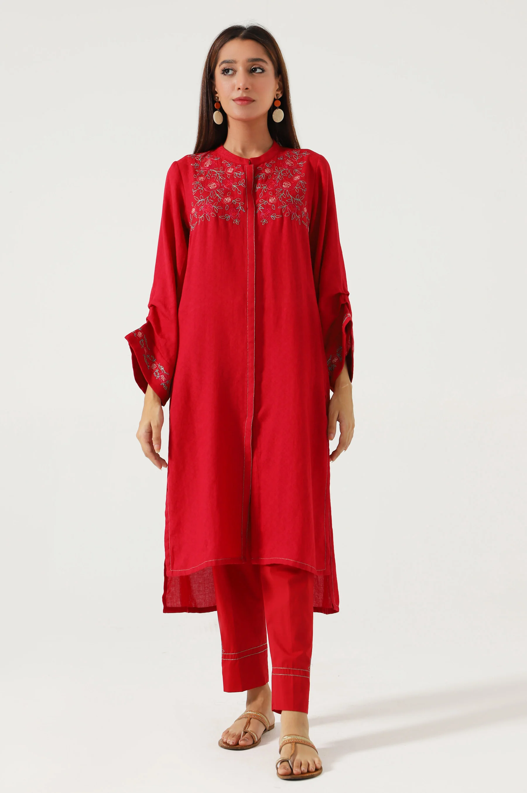 Stitched 2 Piece Satin Jacquard Suit - Image 2