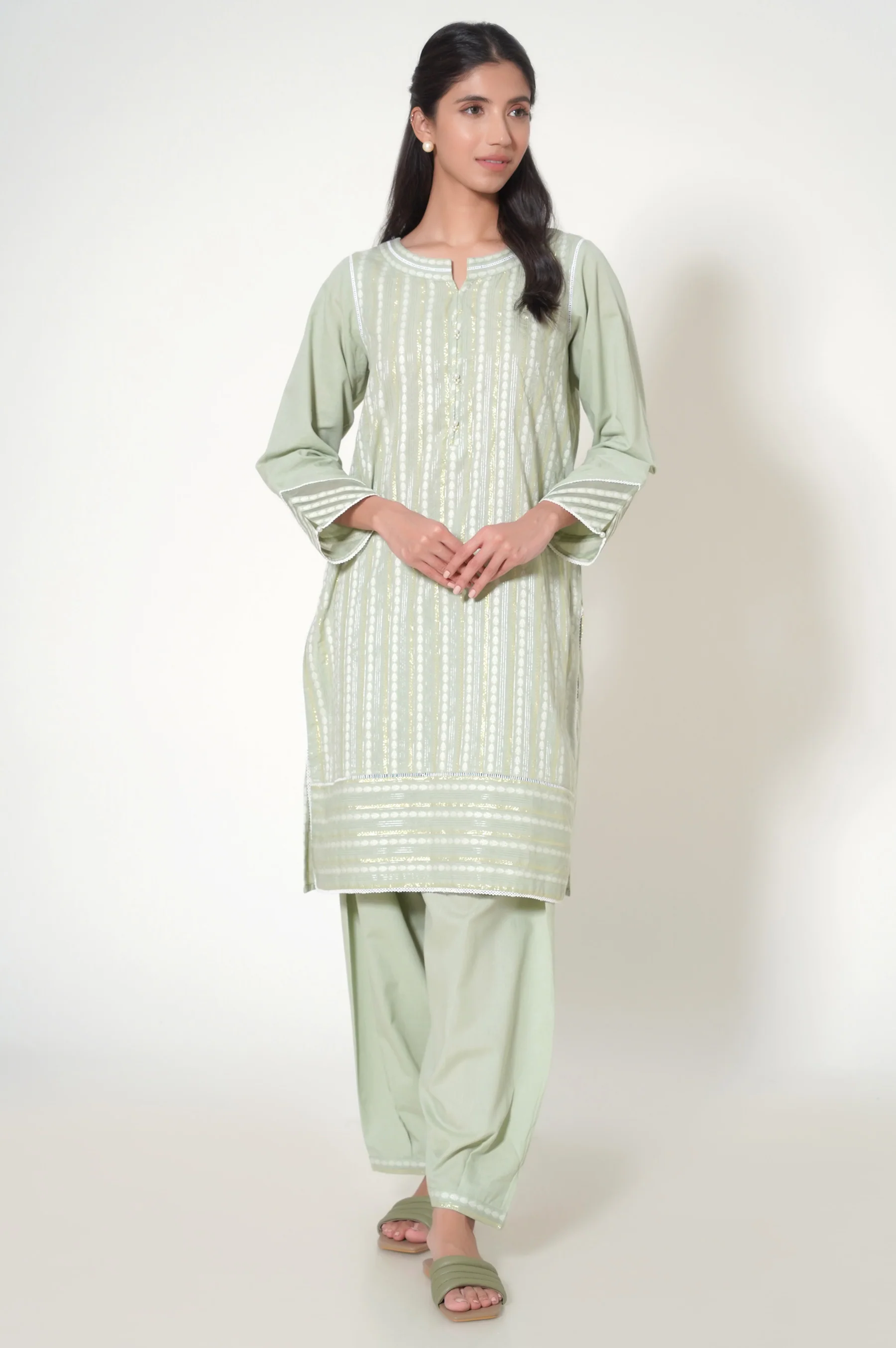 Stitched 2 Piece Jacquard Suit - Image 2