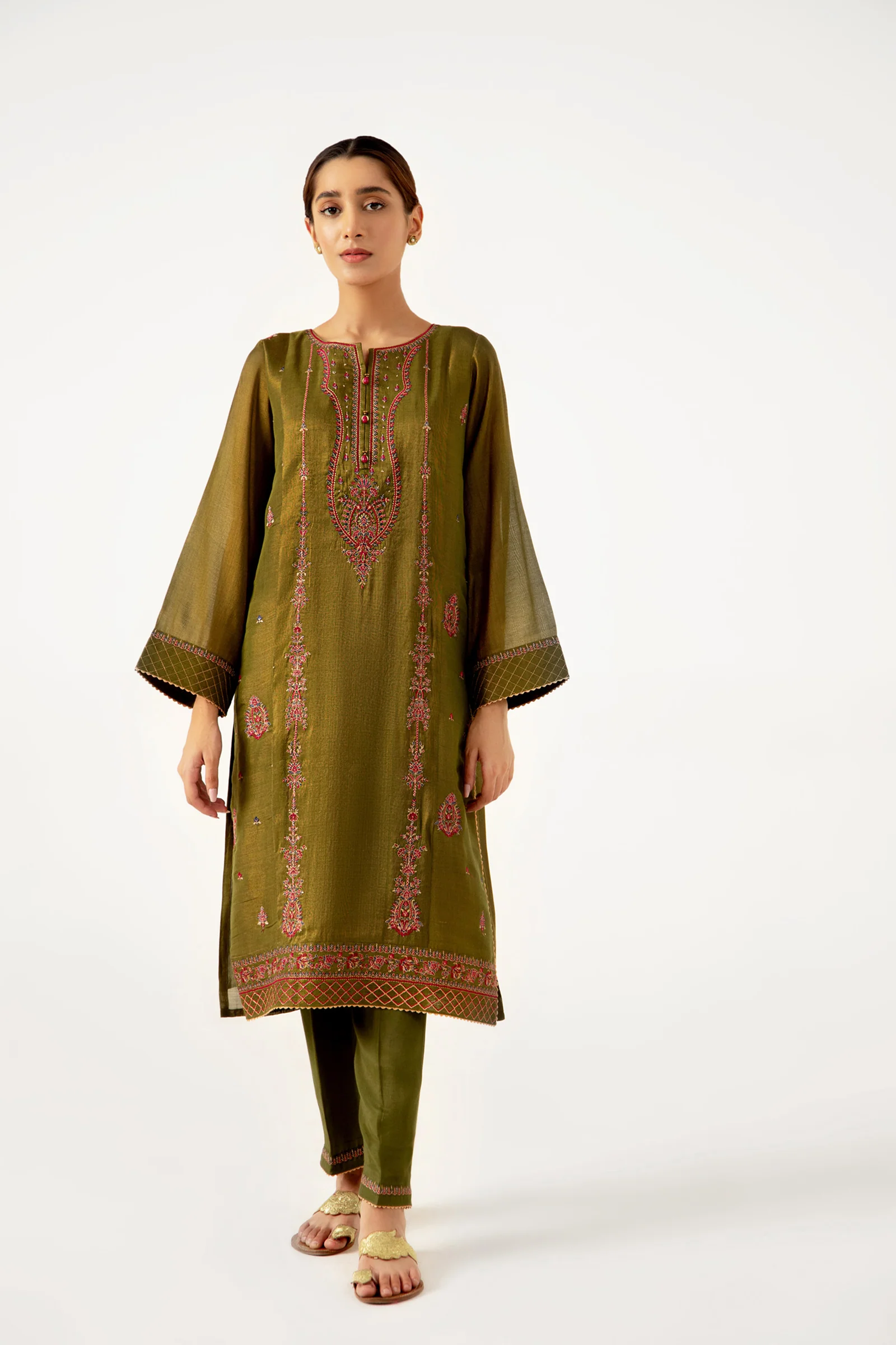 Stitched 2 Piece Mysuri Embroidered Outfit - Image 2