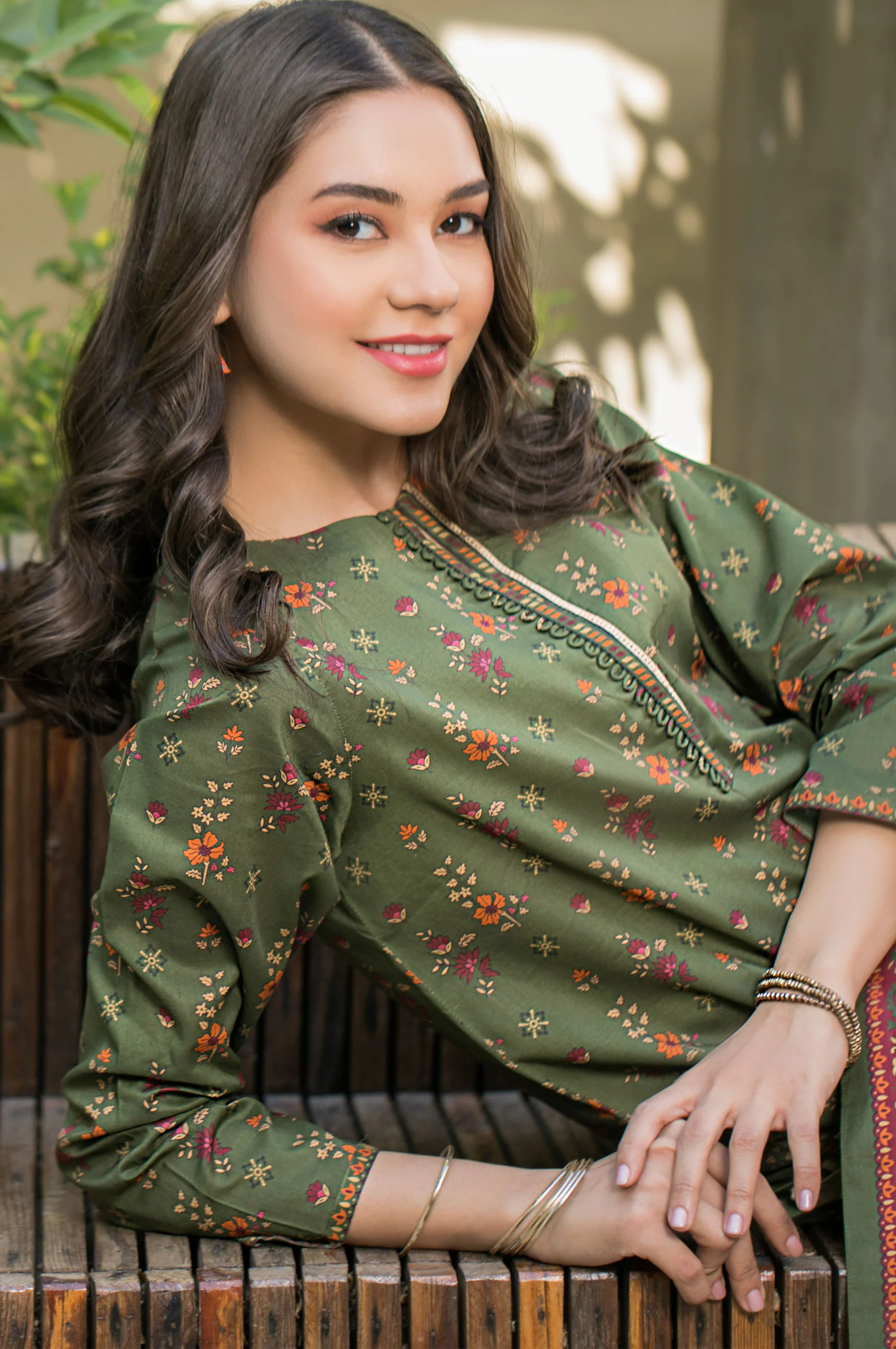 Stitched 2 Piece Printed Cambric Suit - Image 3