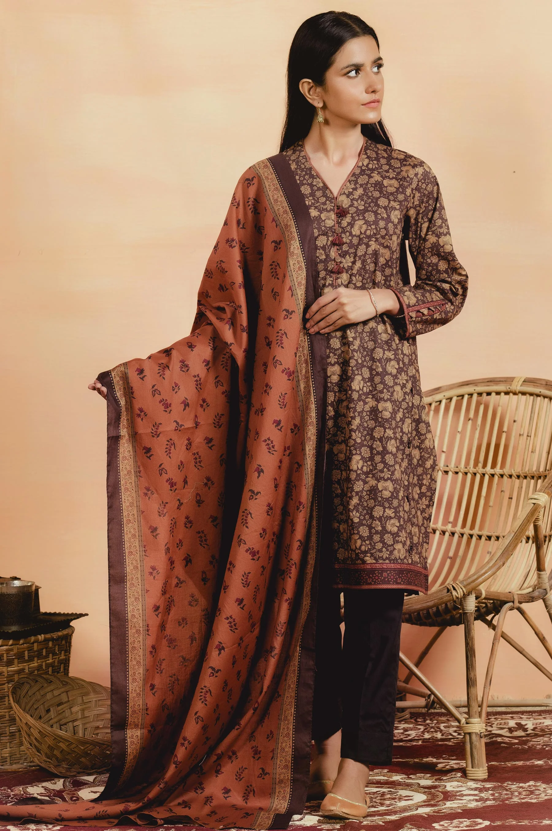 Stitched 2 Piece Printed Cambric Suit