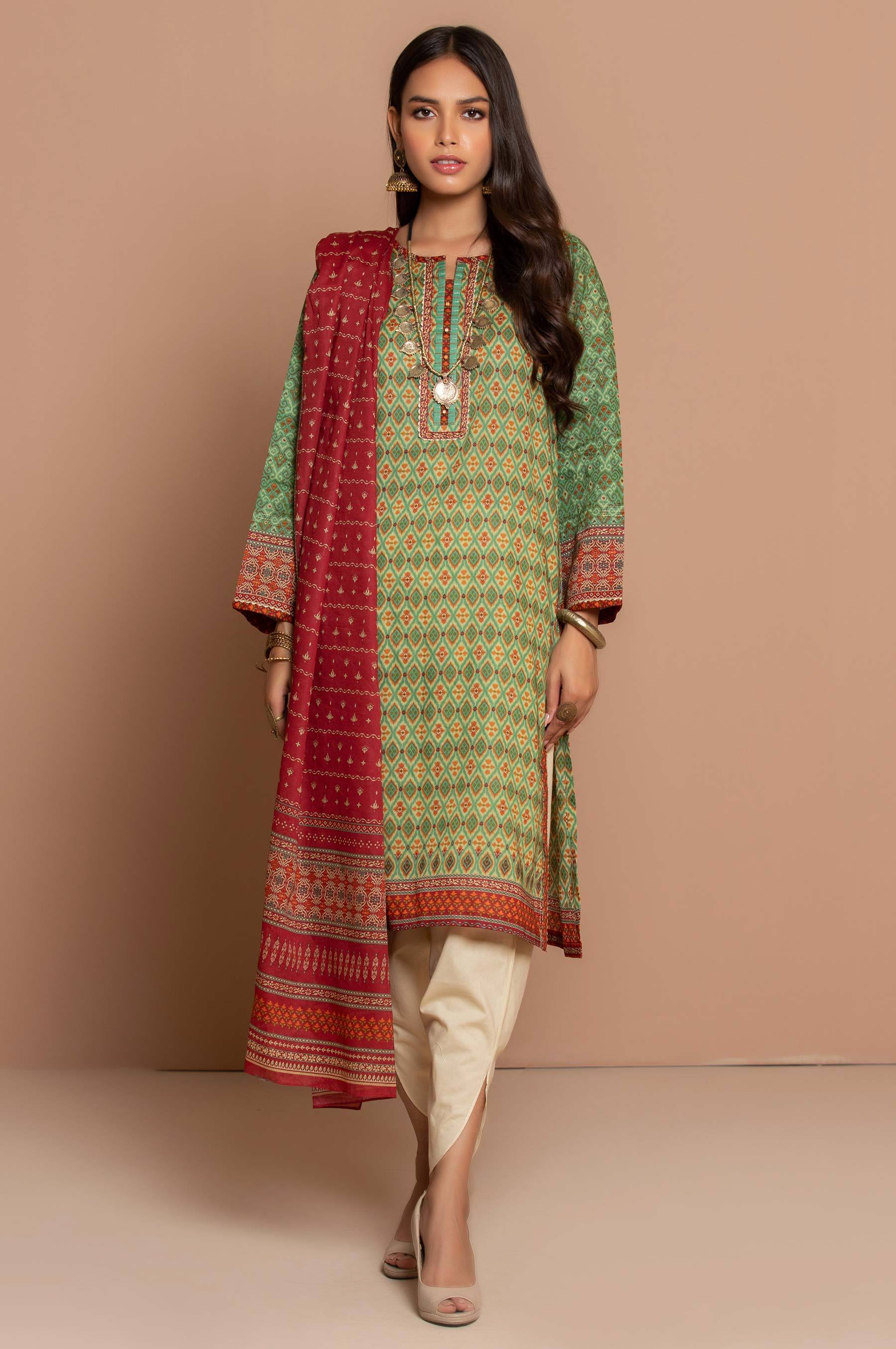 Stitched 2 Piece Printed Cambric Suit