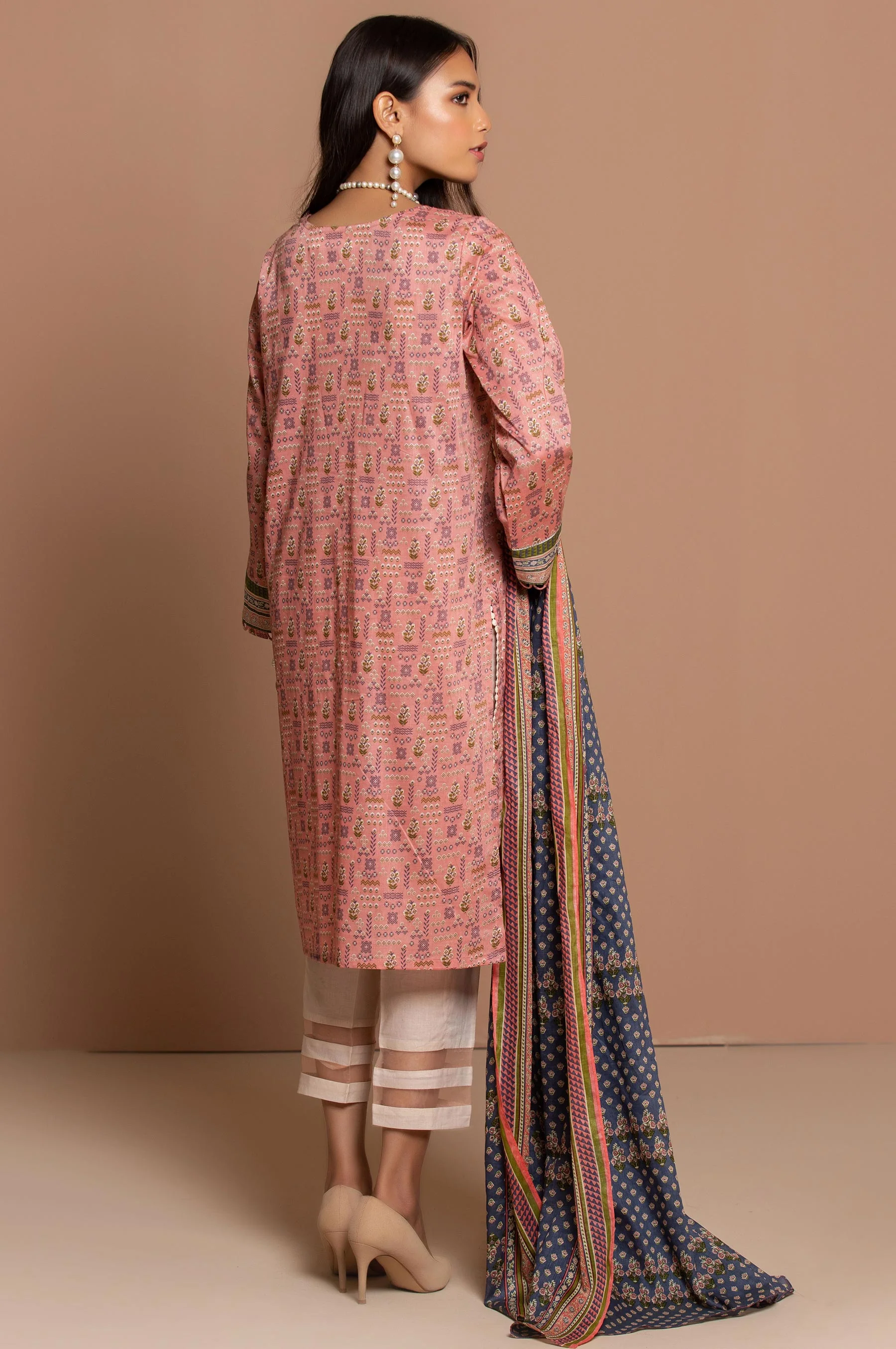 Stitched 2 Piece Printed Cambric Suit - Image 2