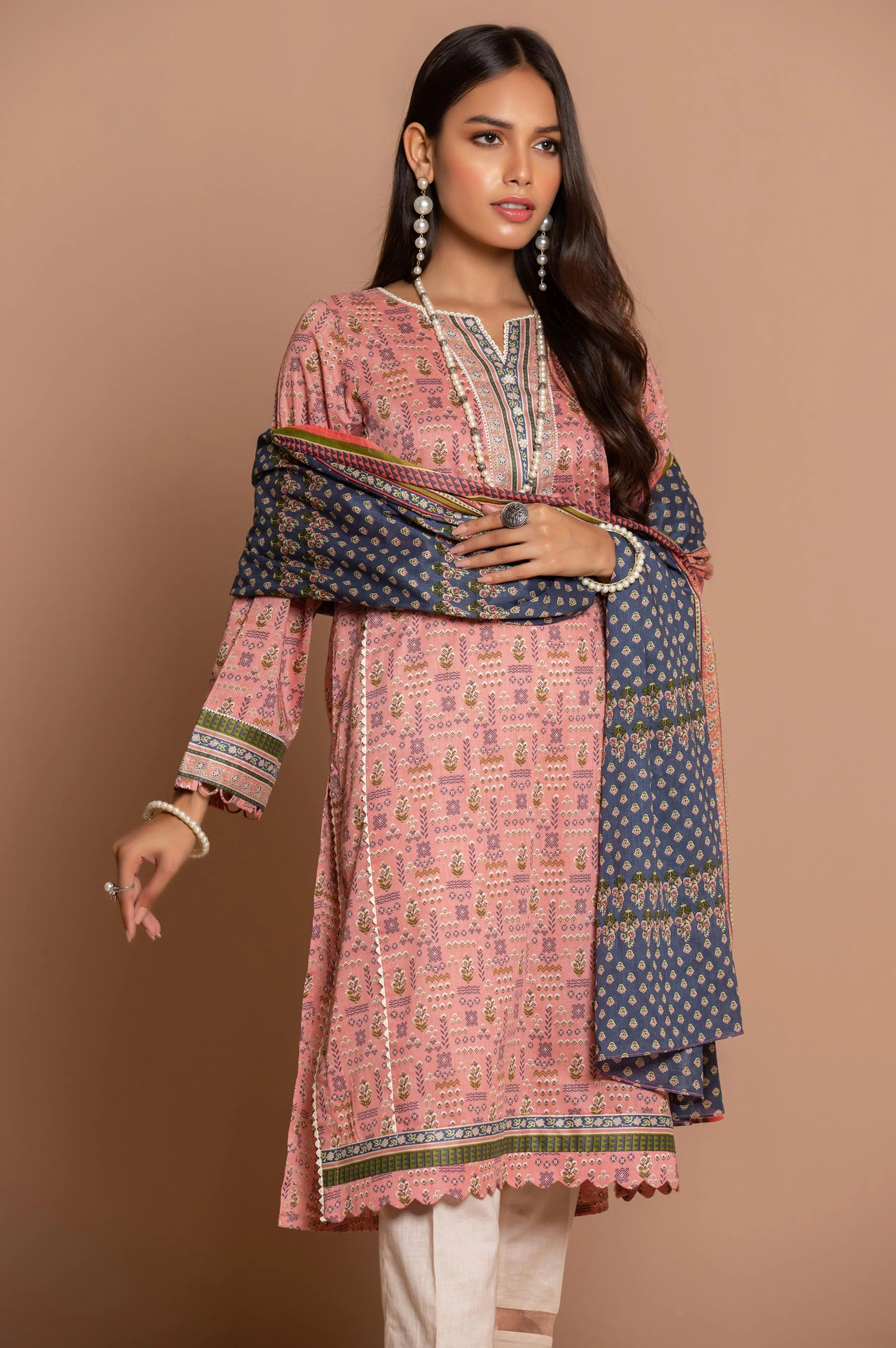 Stitched 2 Piece Printed Cambric Suit - Image 3