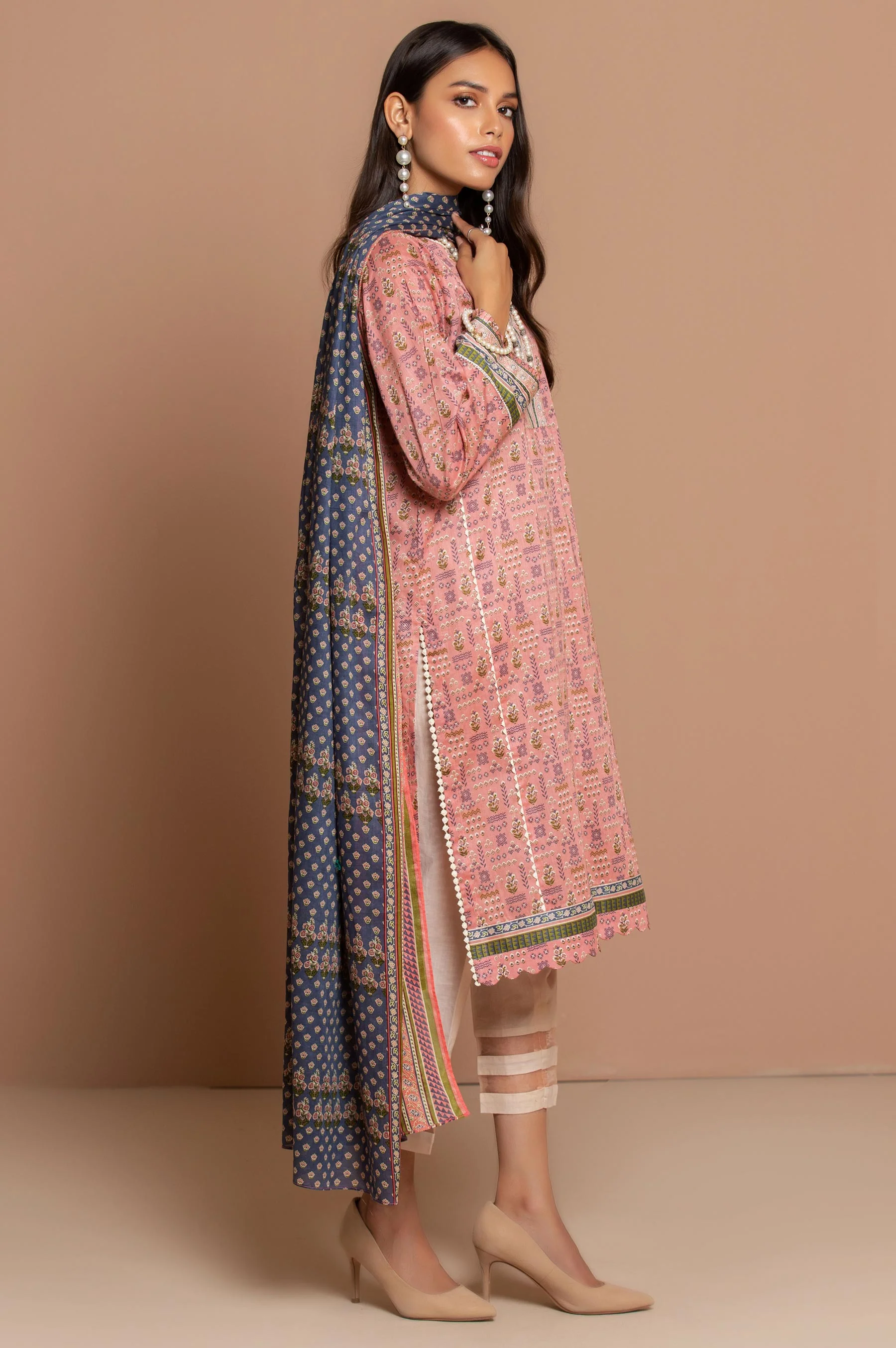 Stitched 2 Piece Printed Cambric Suit - Image 5