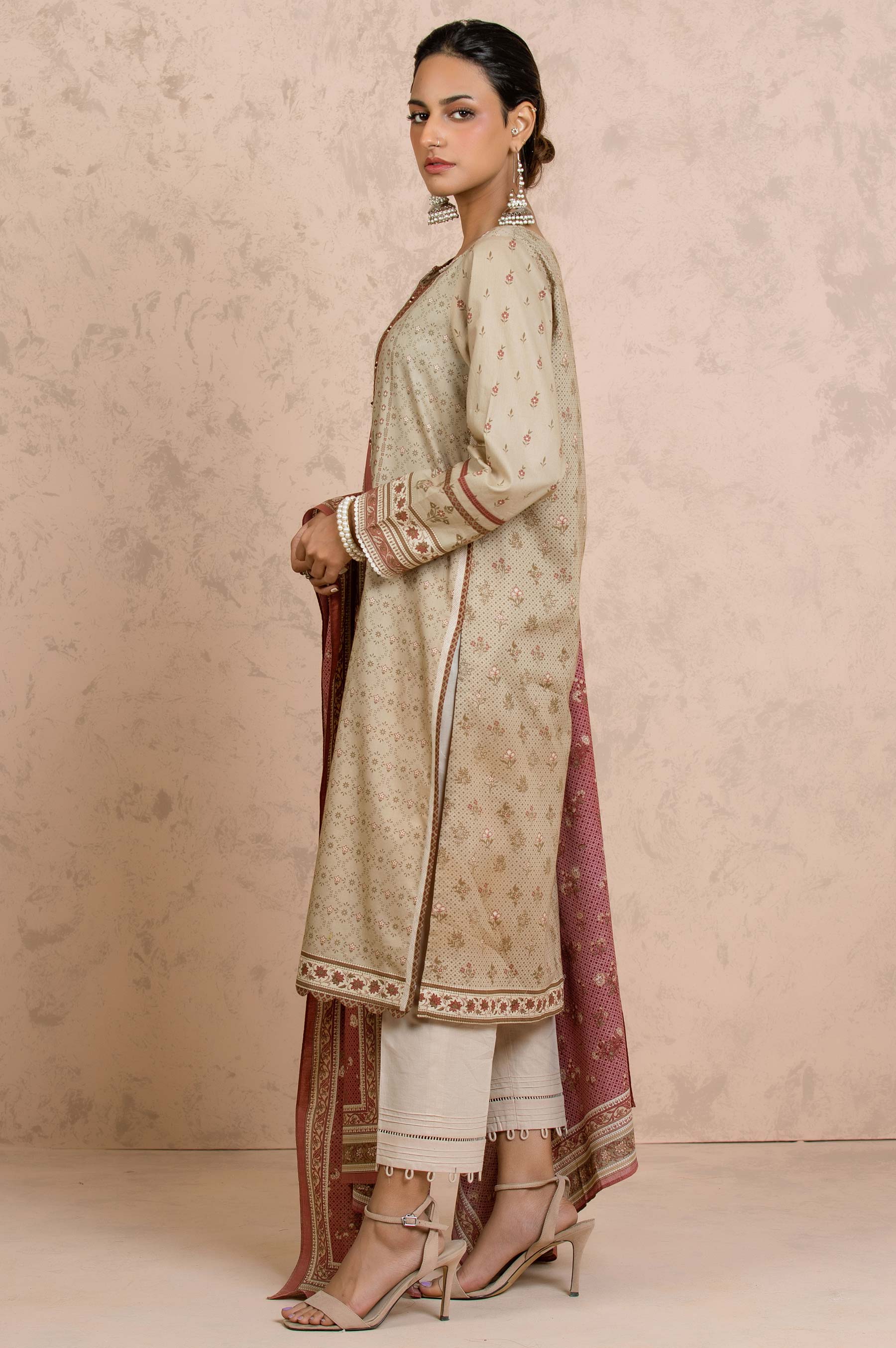 Stitched 2 Piece Printed Cambric Suit - Image 5