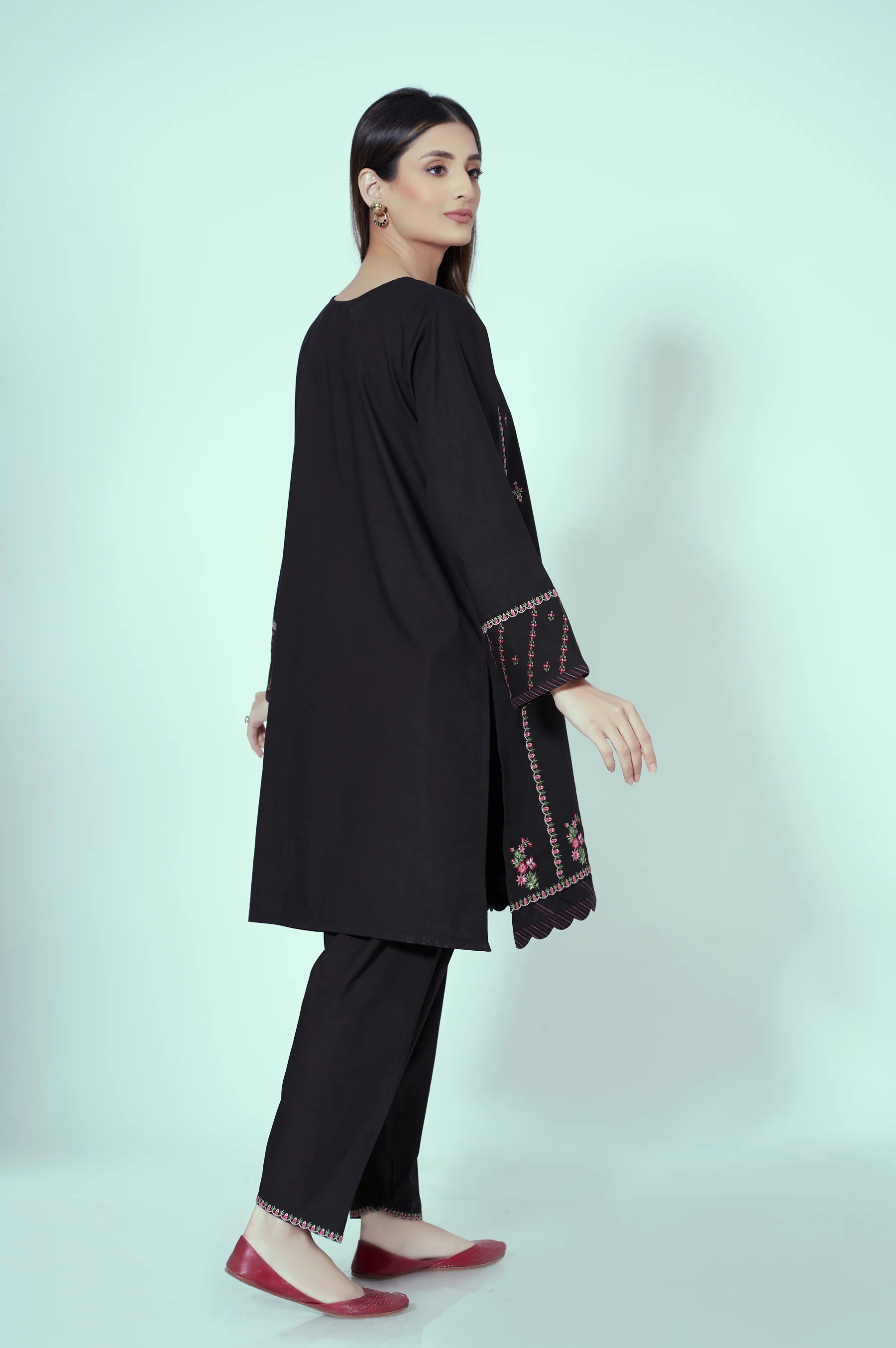 Stitched 2 Piece Embroidered Cambric Suit - Image 2