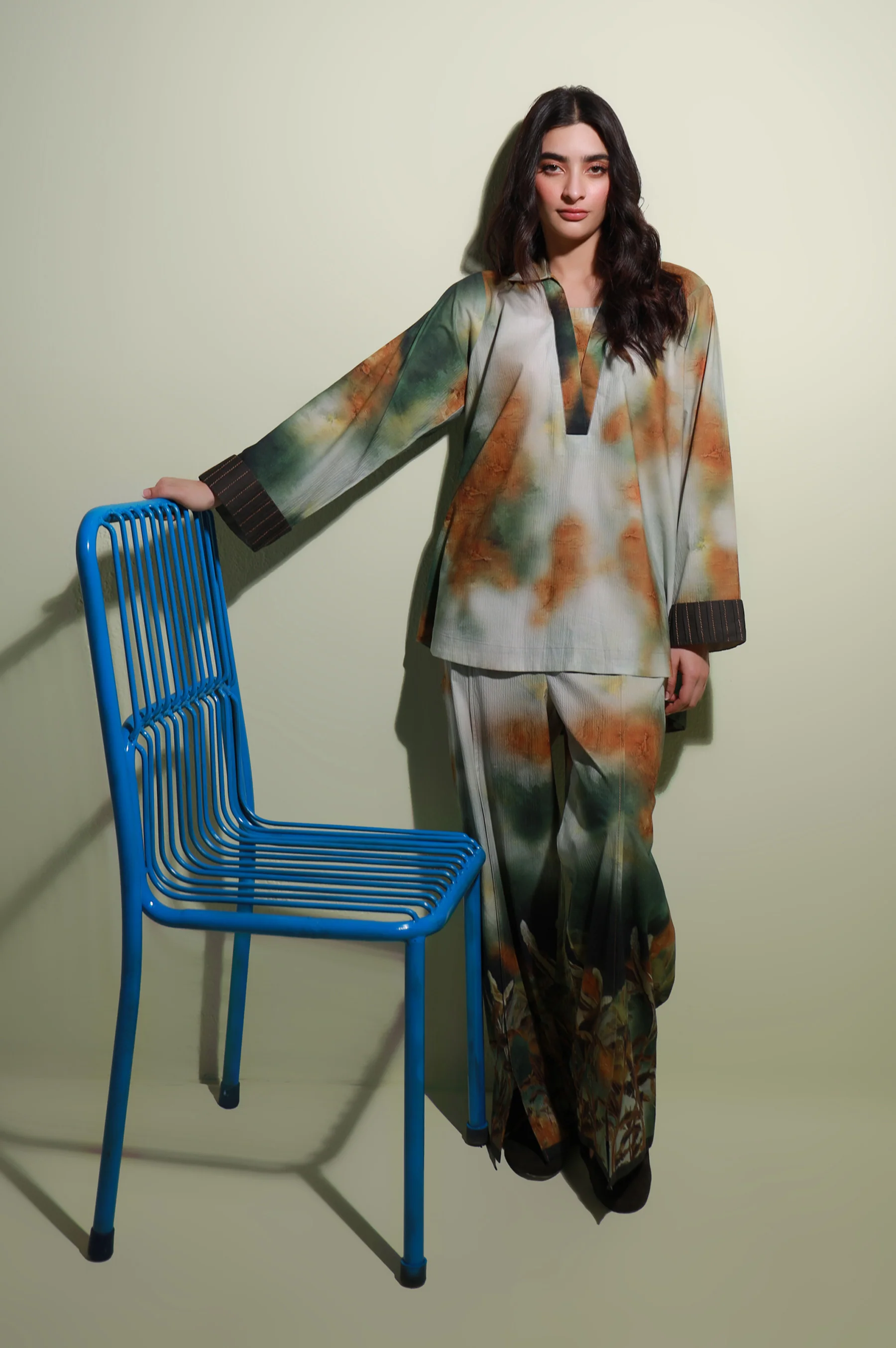 Stitched 2 Piece Digital Printed Ripple Crinkle Co-Ord Set - Image 6