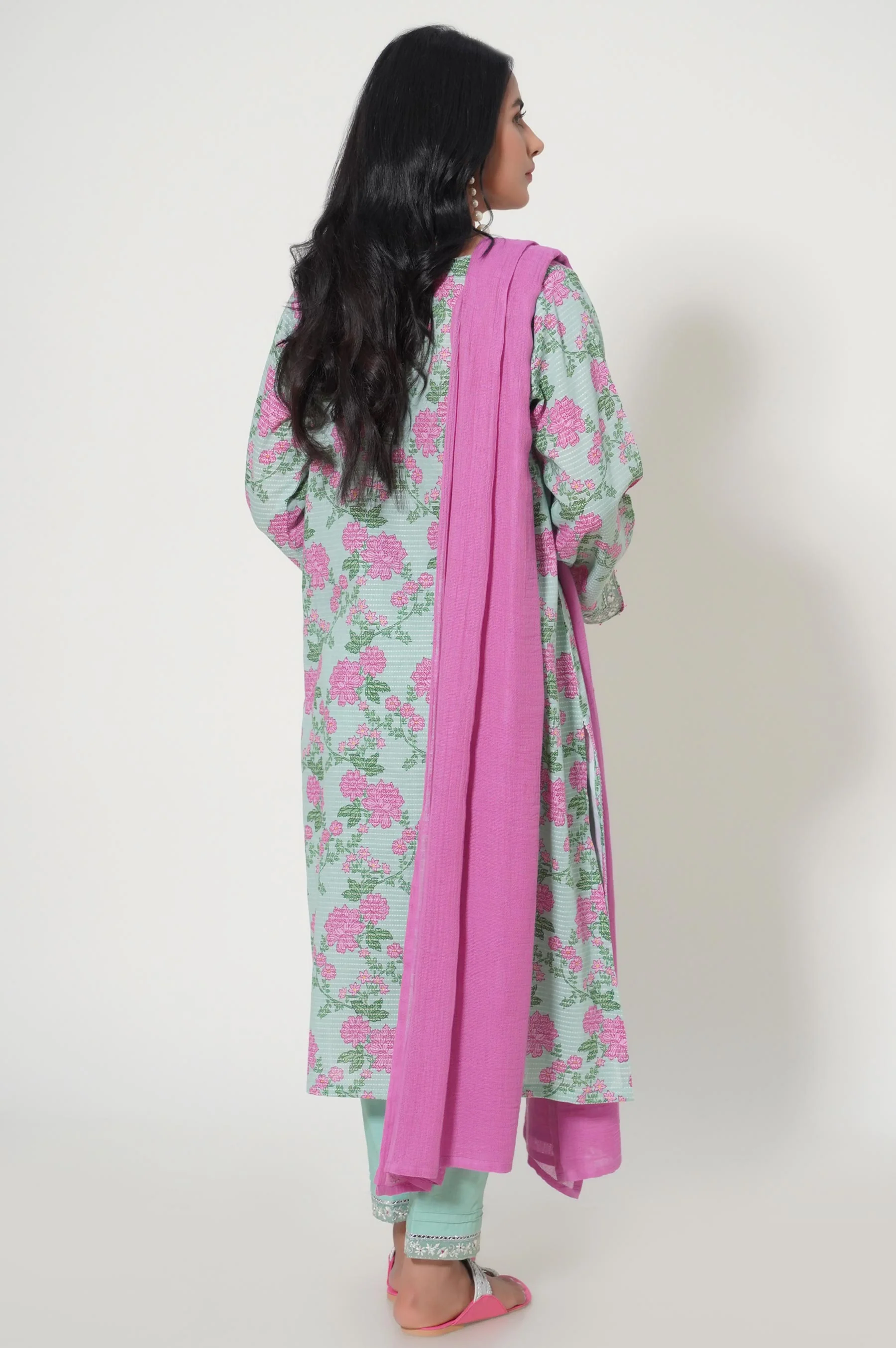 Stitched 2 Piece Printed Dobby Lawn Suit - Image 4