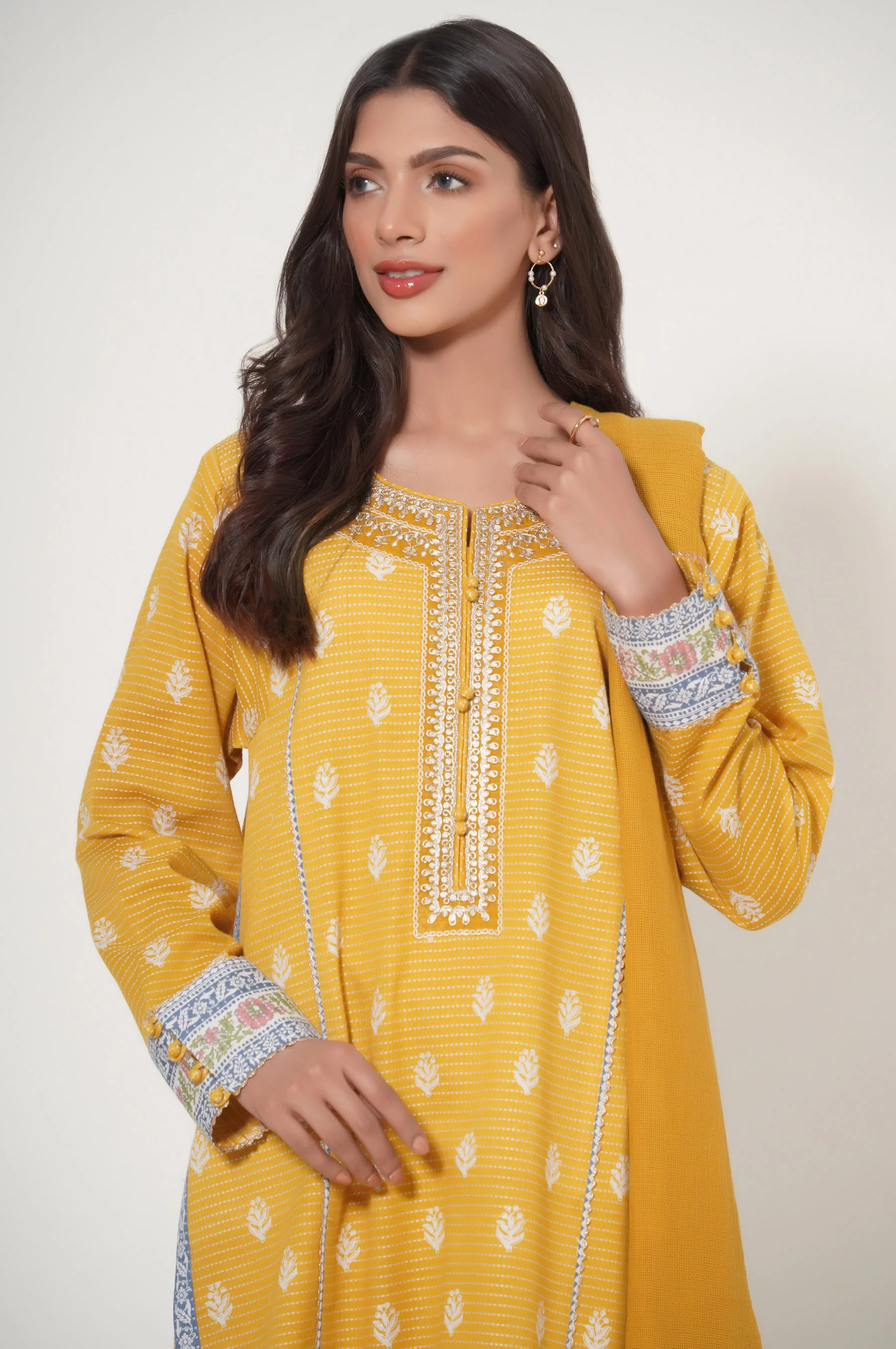 Stitched 2 Piece Printed Dobby Lawn Suit - Image 4