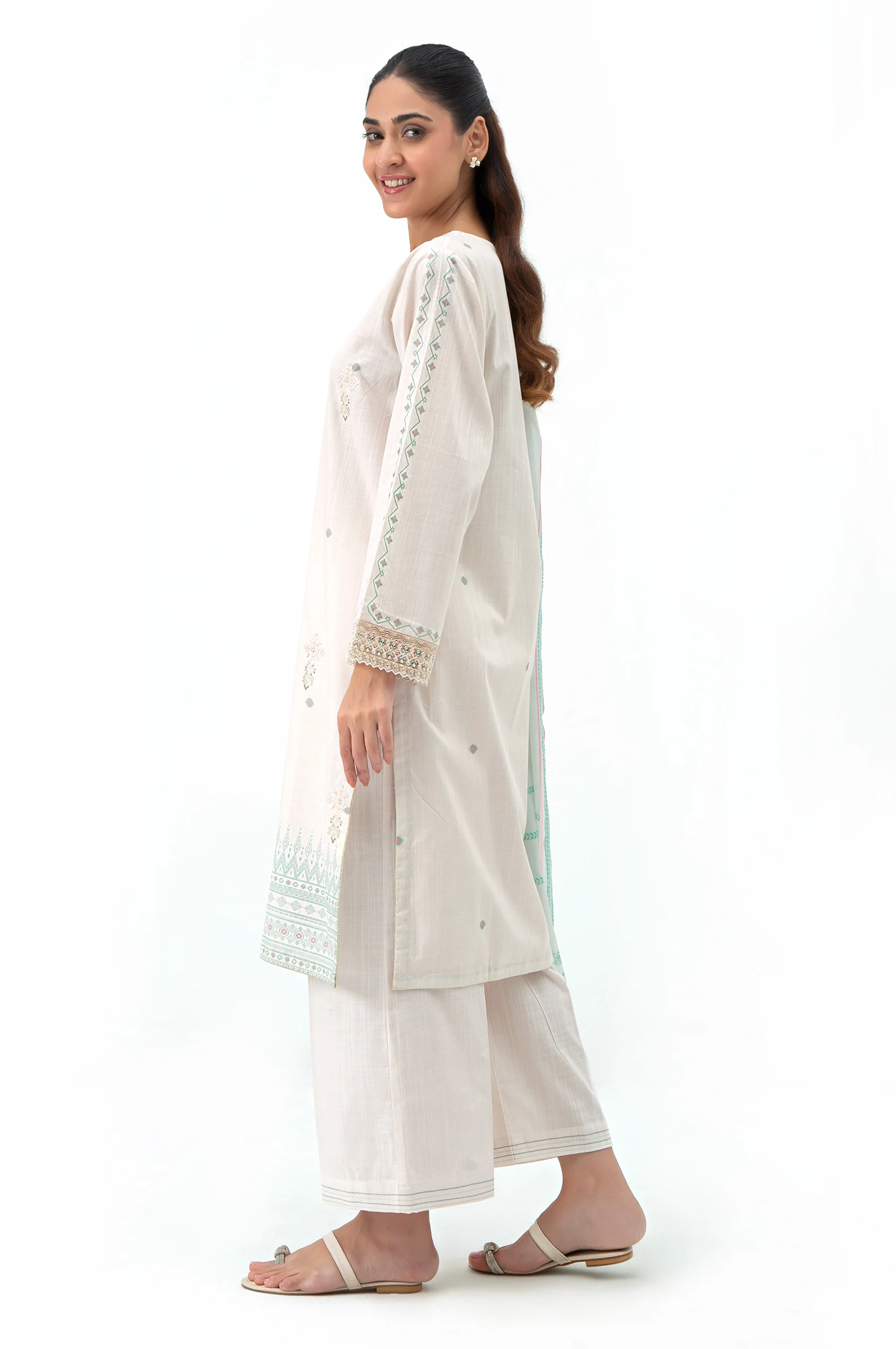 EMBROIDERED BOTH SIDE SLUB STITCHED SHIRT DUPATTA - Image 5
