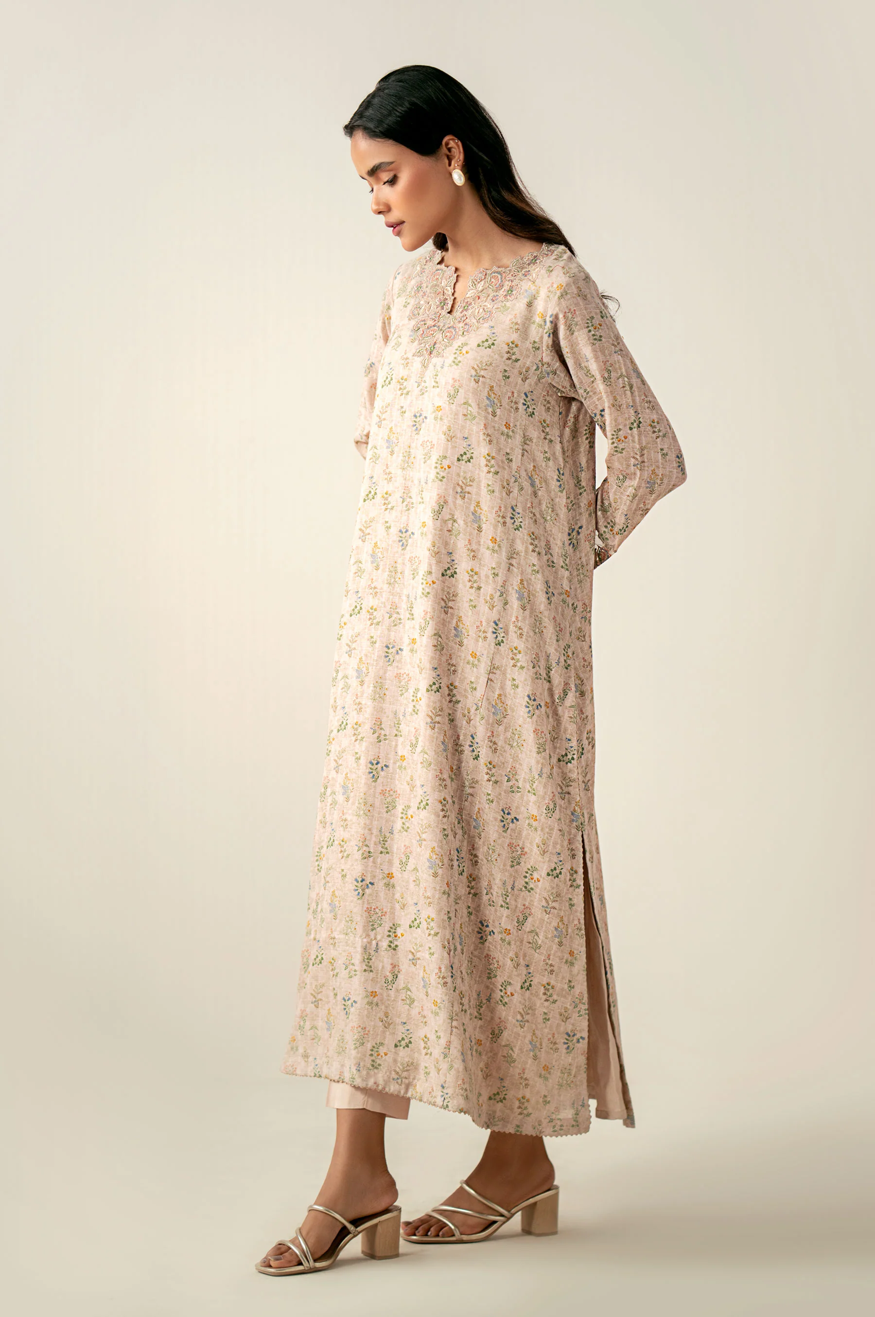 Stitched 2 Piece Printed Embroidered Cotton Staple Suit - Image 4