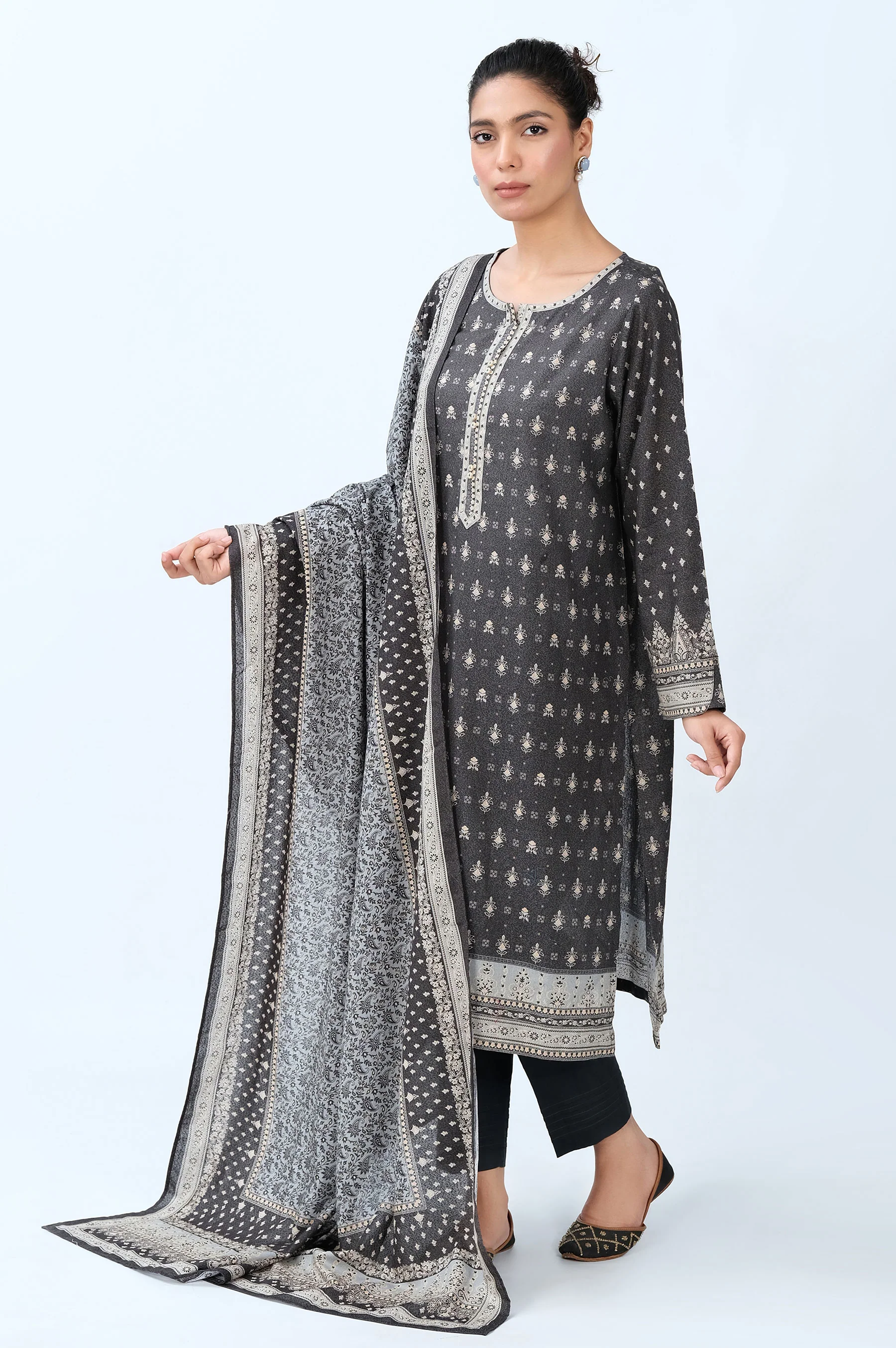 Stitched 2 Piece Printed Karandi Suit - Image 2