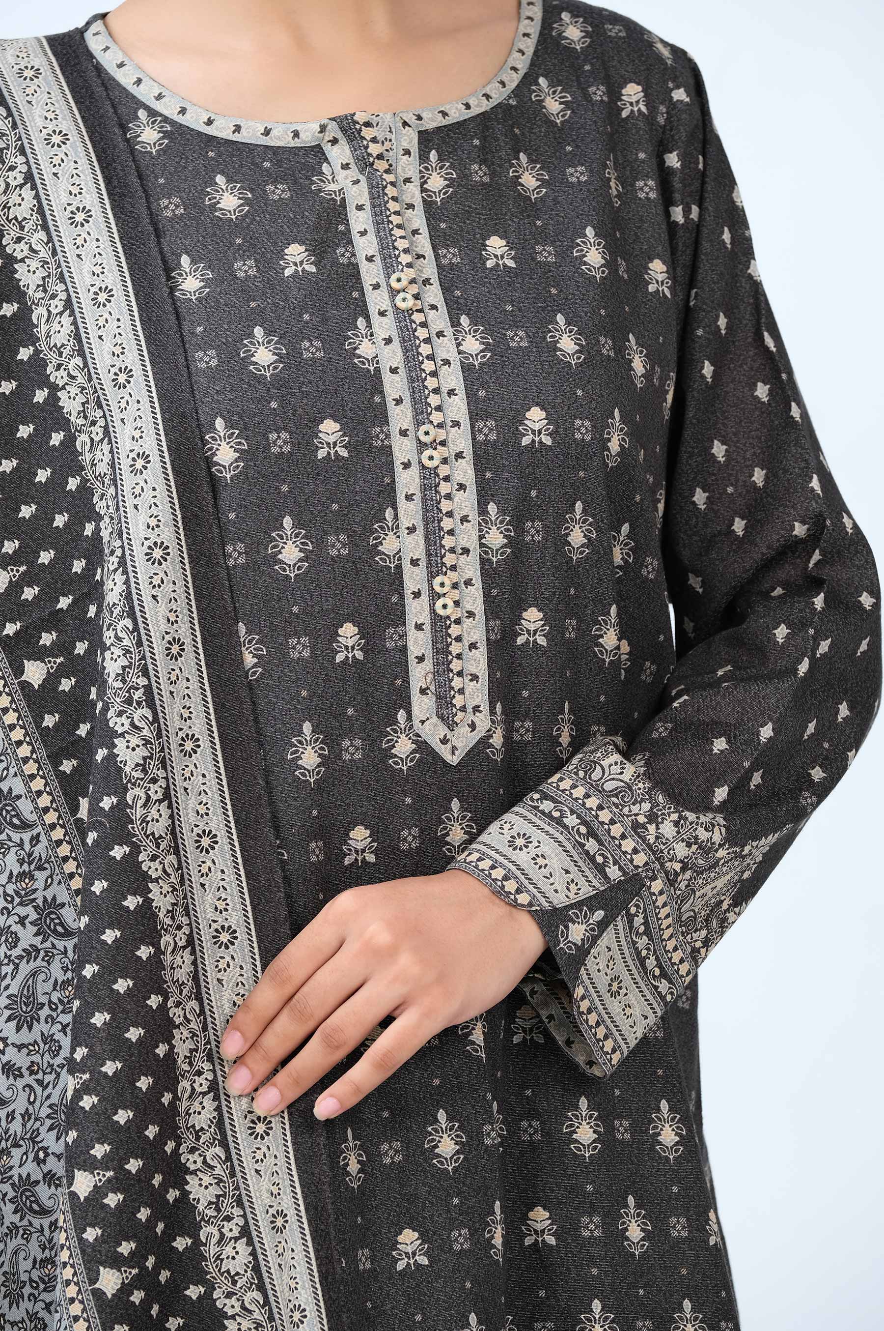 Stitched 2 Piece Printed Karandi Suit - Image 4