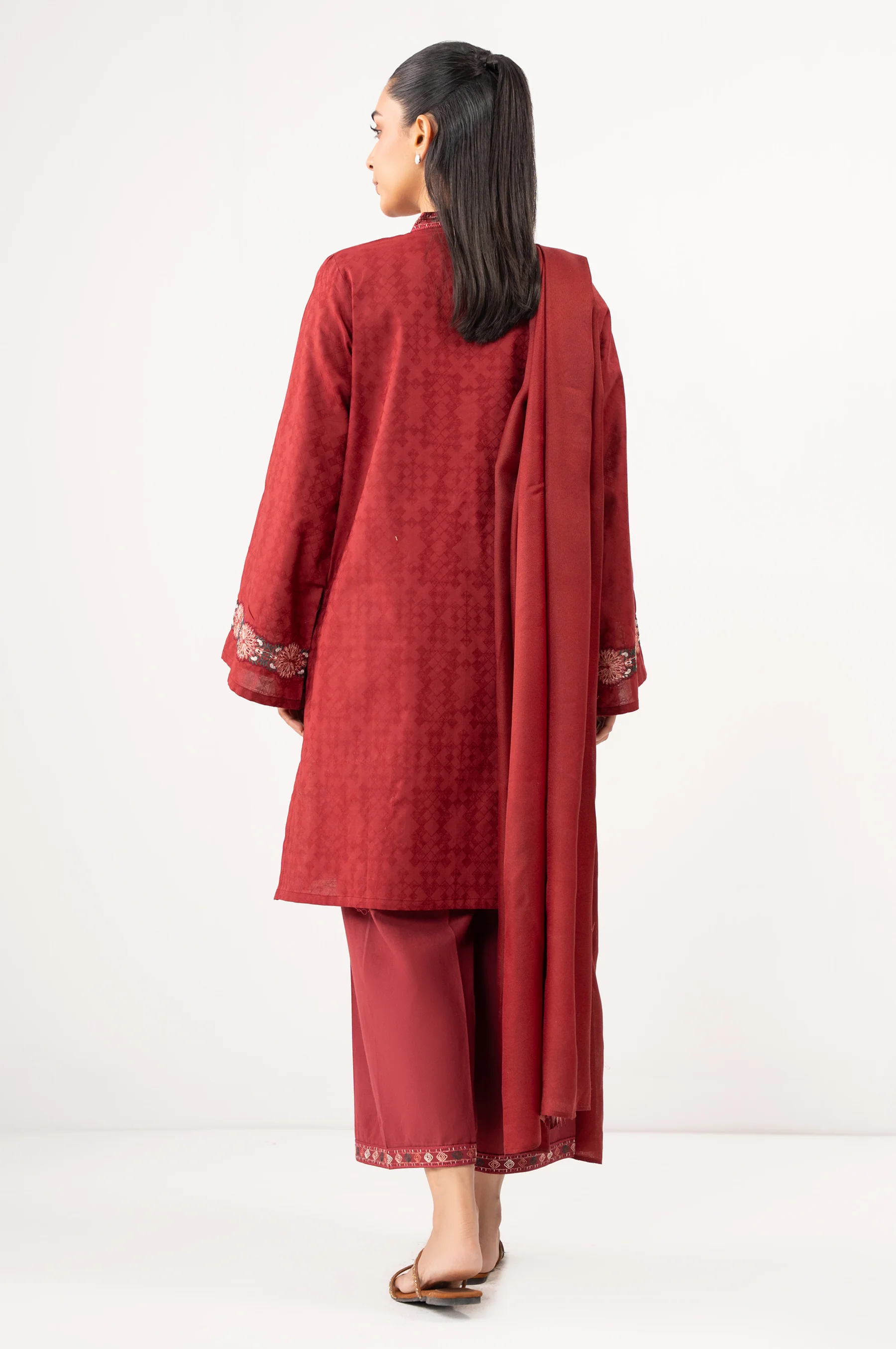STITCHED EMBROIDERED DOBBY SHIRT BOTTOM - Image 5