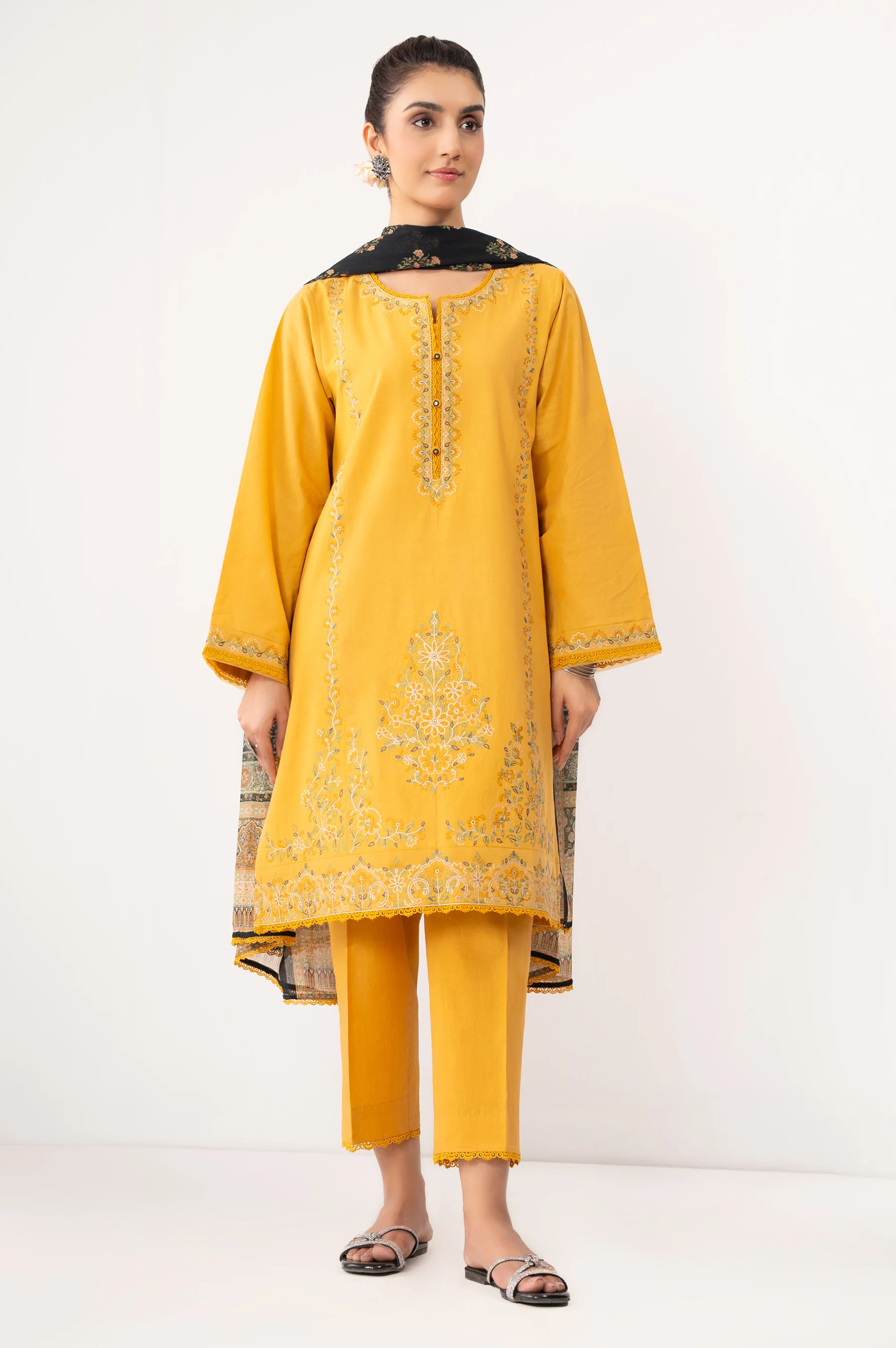 EMBROIDERED CAMBRIC STITCHED SHIRT BOTTOM