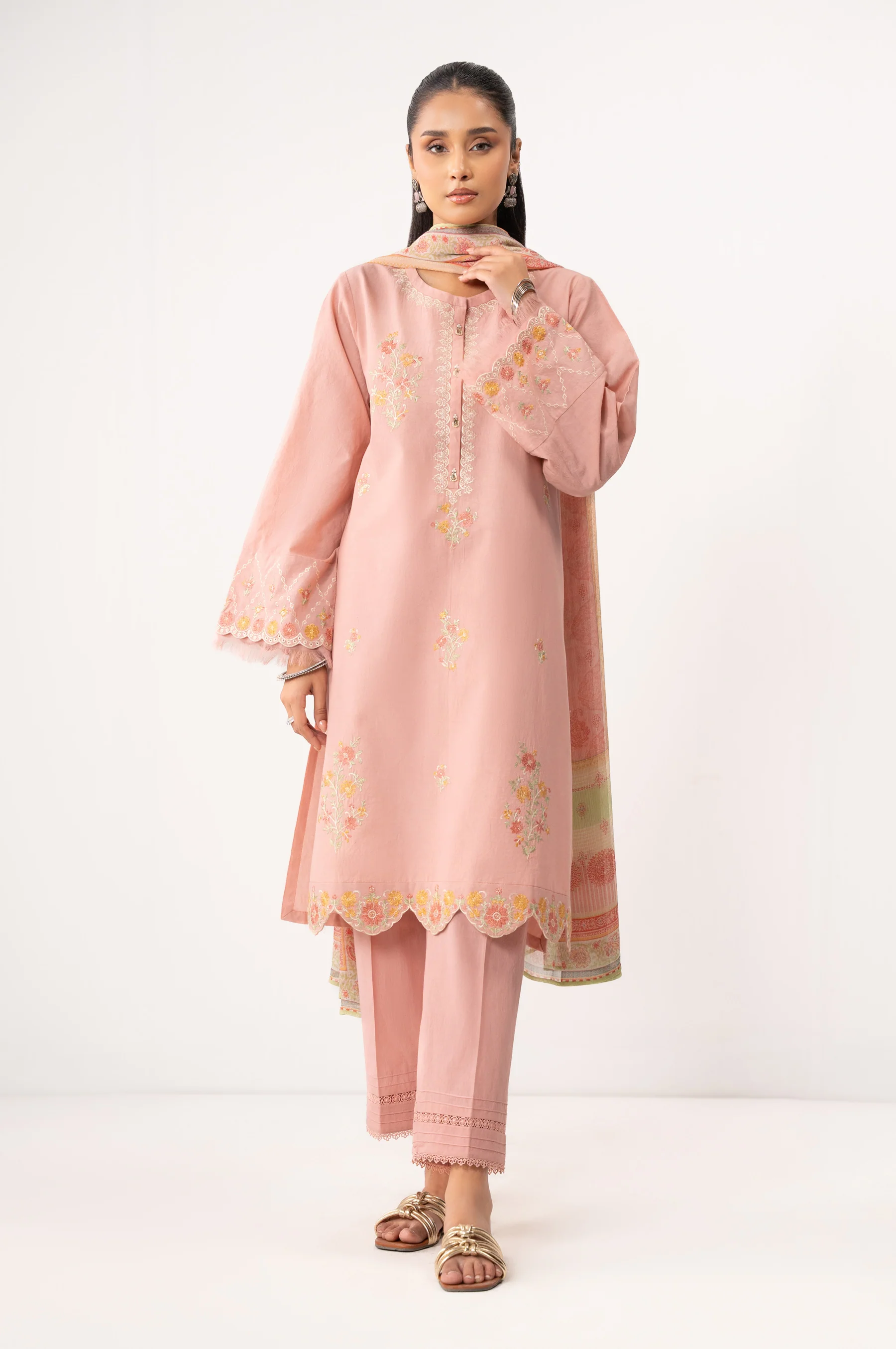 EMBROIDERED CAMBRIC STITCHED SHIRT BOTTOM