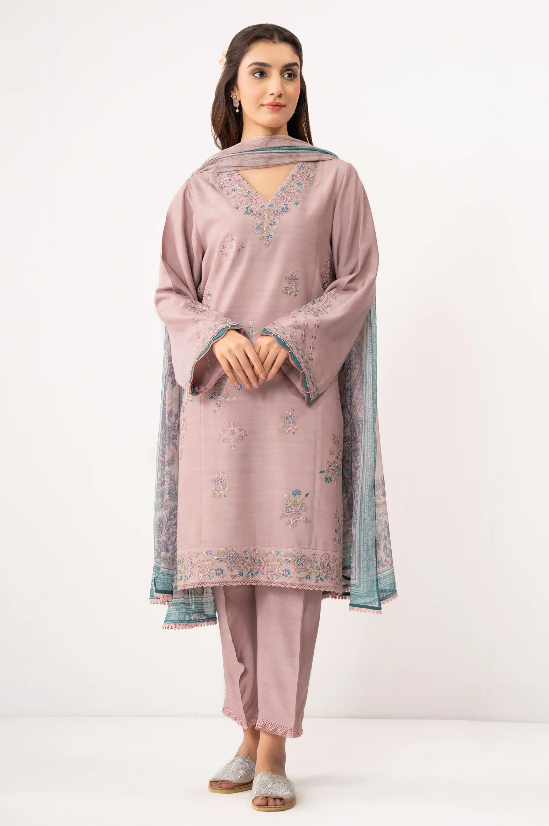 EMBROIDERED CAMBRIC STITCHED SHIRT BOTTOM