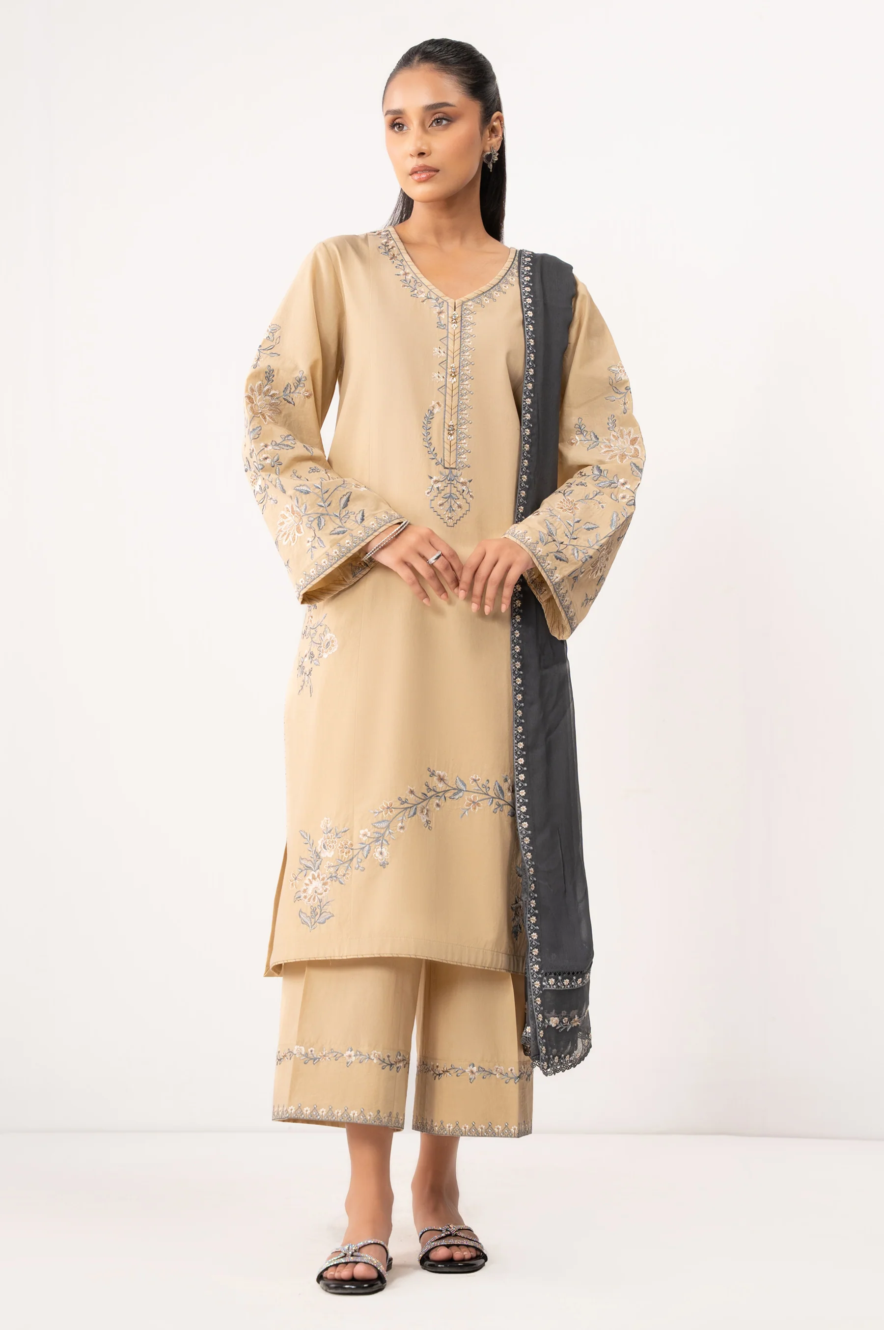 EMBROIDERED CAMBRIC STITCHED SHIRT BOTTOM