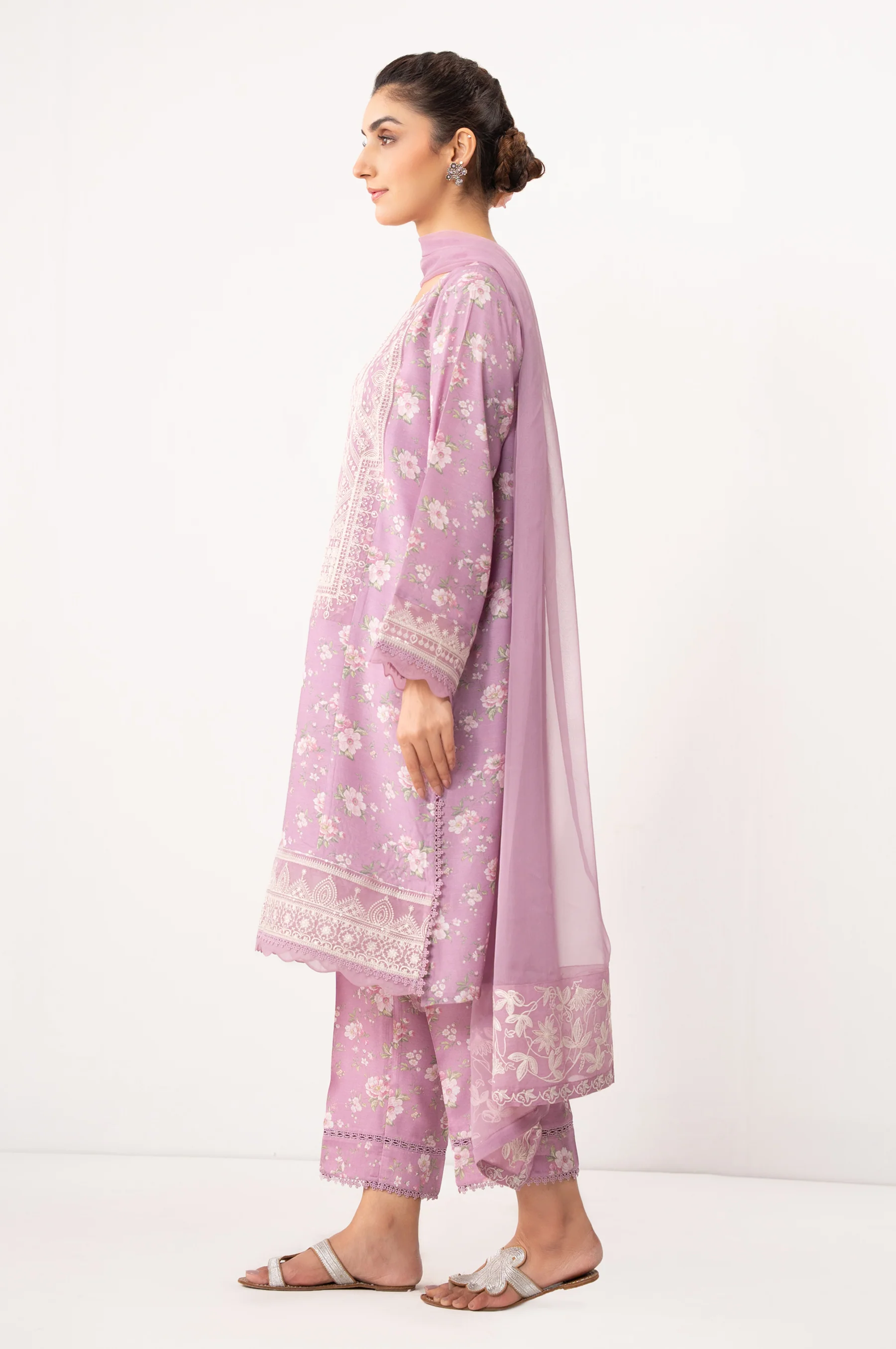 EMBROIDERED RAW SILK STITCHED 2 PIECE SUIT - Image 3