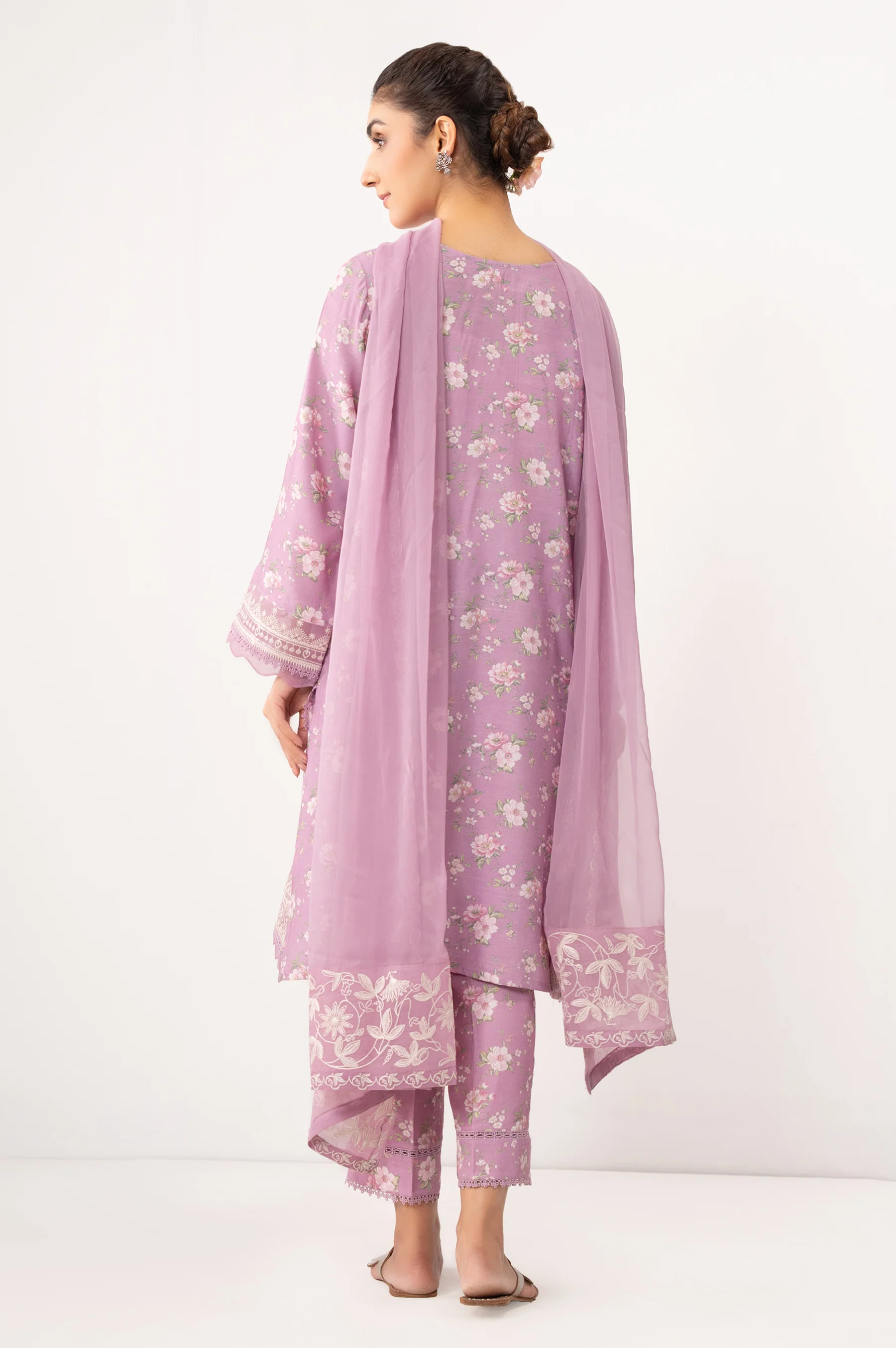 EMBROIDERED RAW SILK STITCHED 2 PIECE SUIT - Image 4