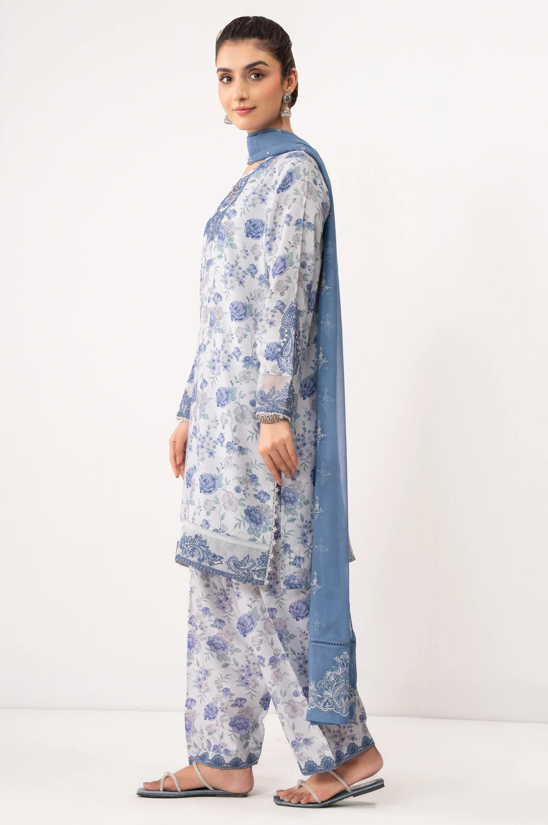 EMBROIDERED RAW SILK STITCHED SHIRT BOTTOM - Image 2