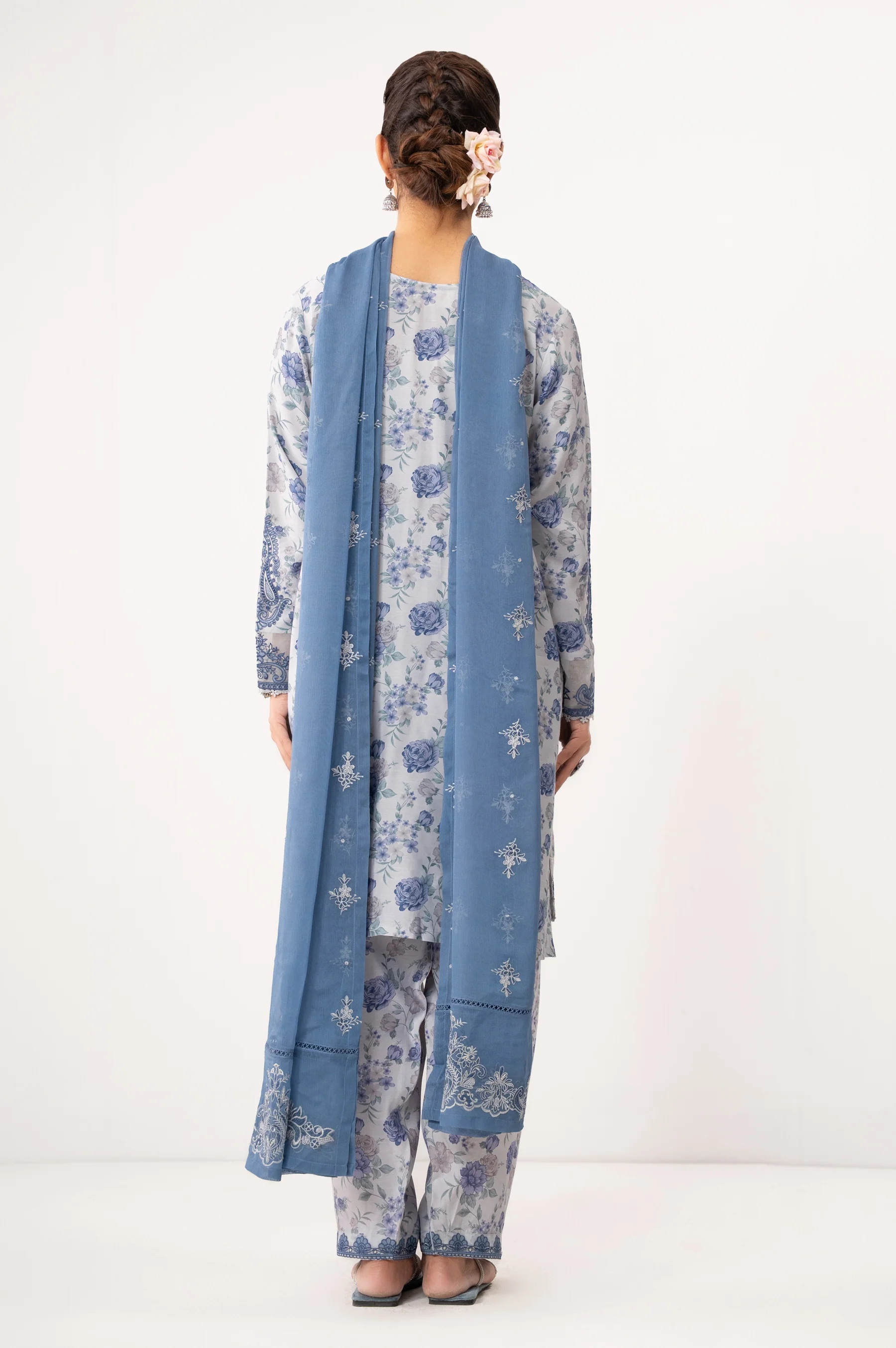 EMBROIDERED RAW SILK STITCHED SHIRT BOTTOM - Image 3