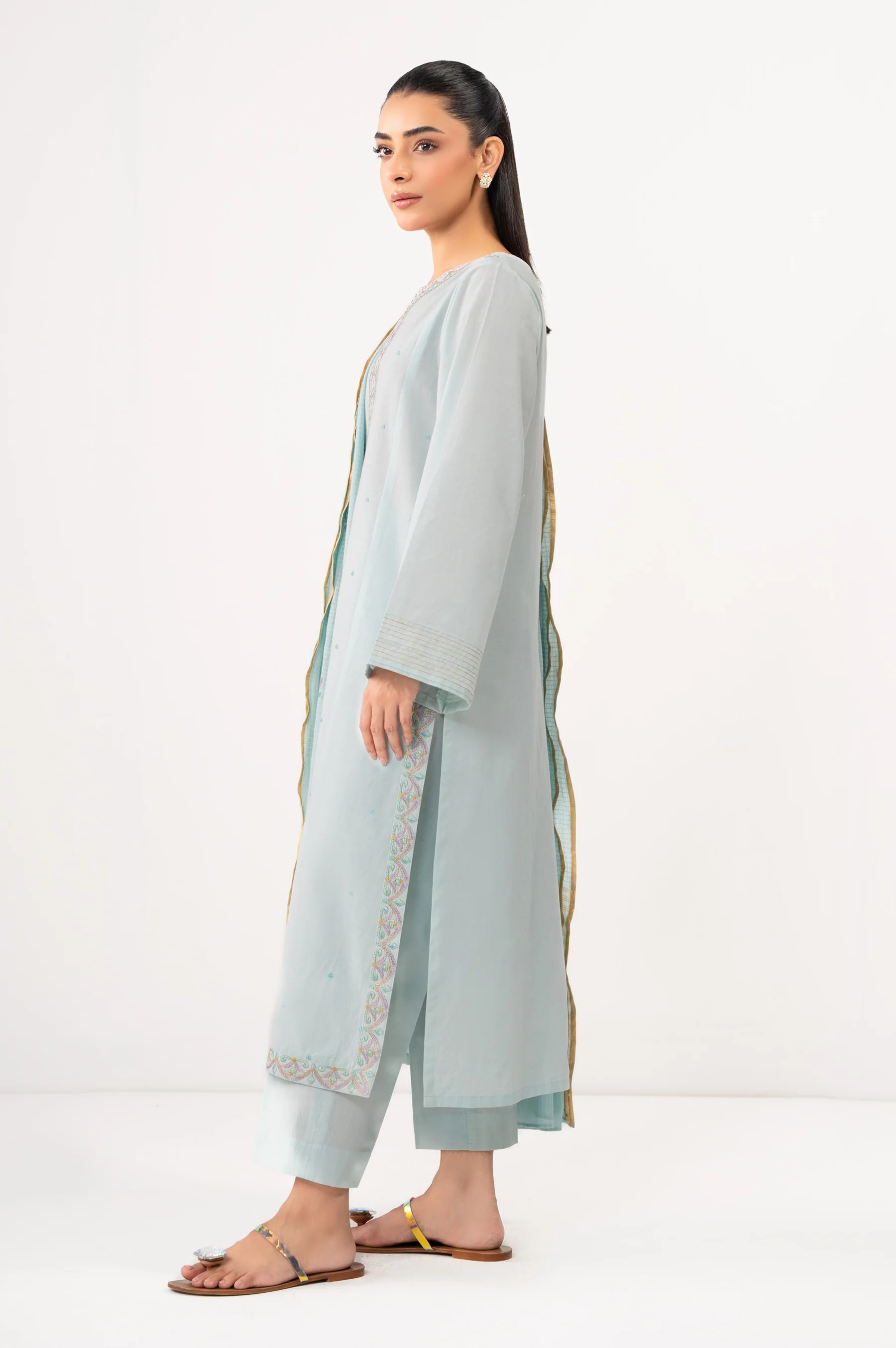 EMBROIDERED CAMBRIC STITCHED SHIRT BOTTOM - Image 3