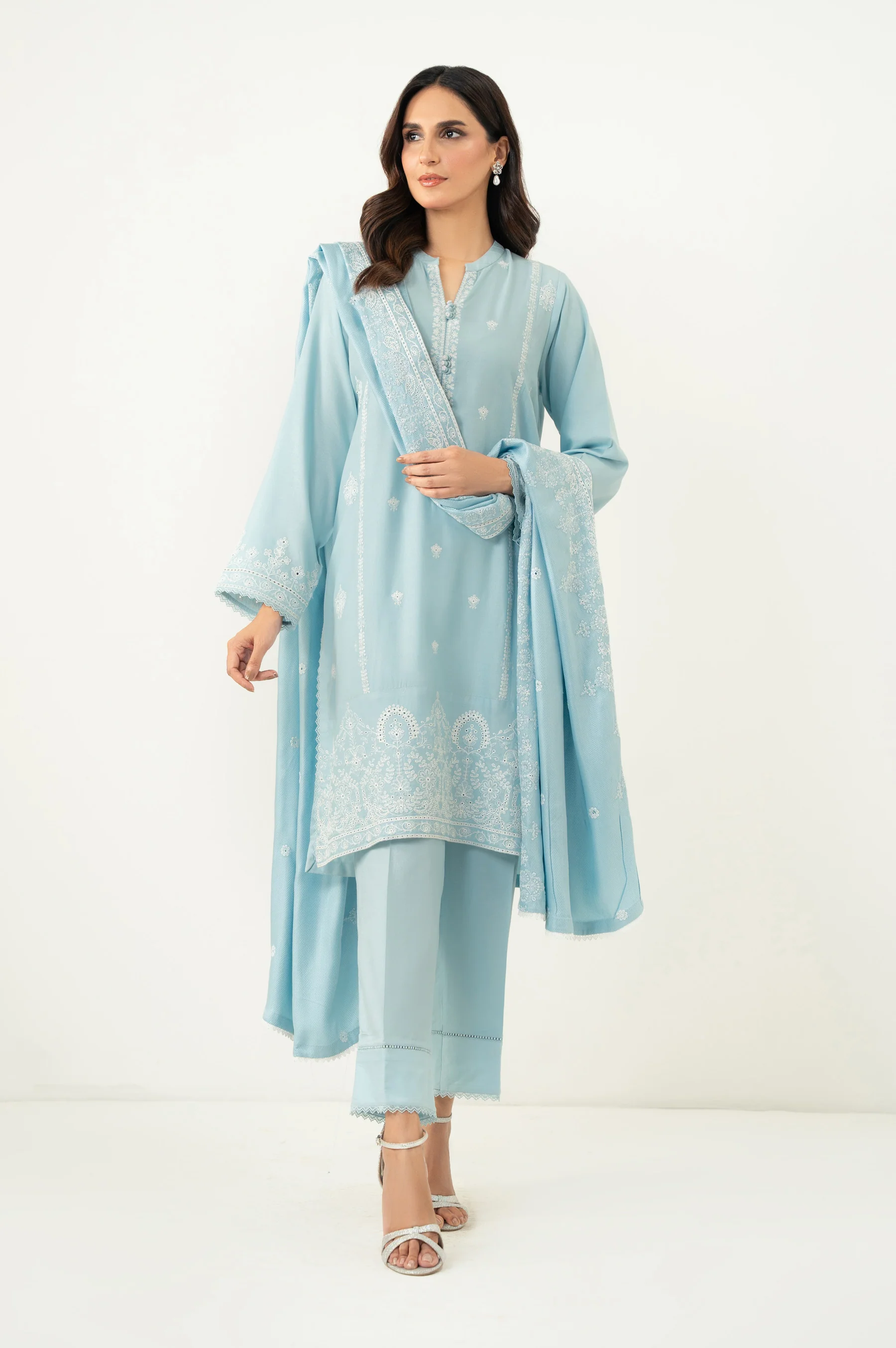 EMBROIDERED CHIKANKARI SHIRT BOTTOM - Image 3