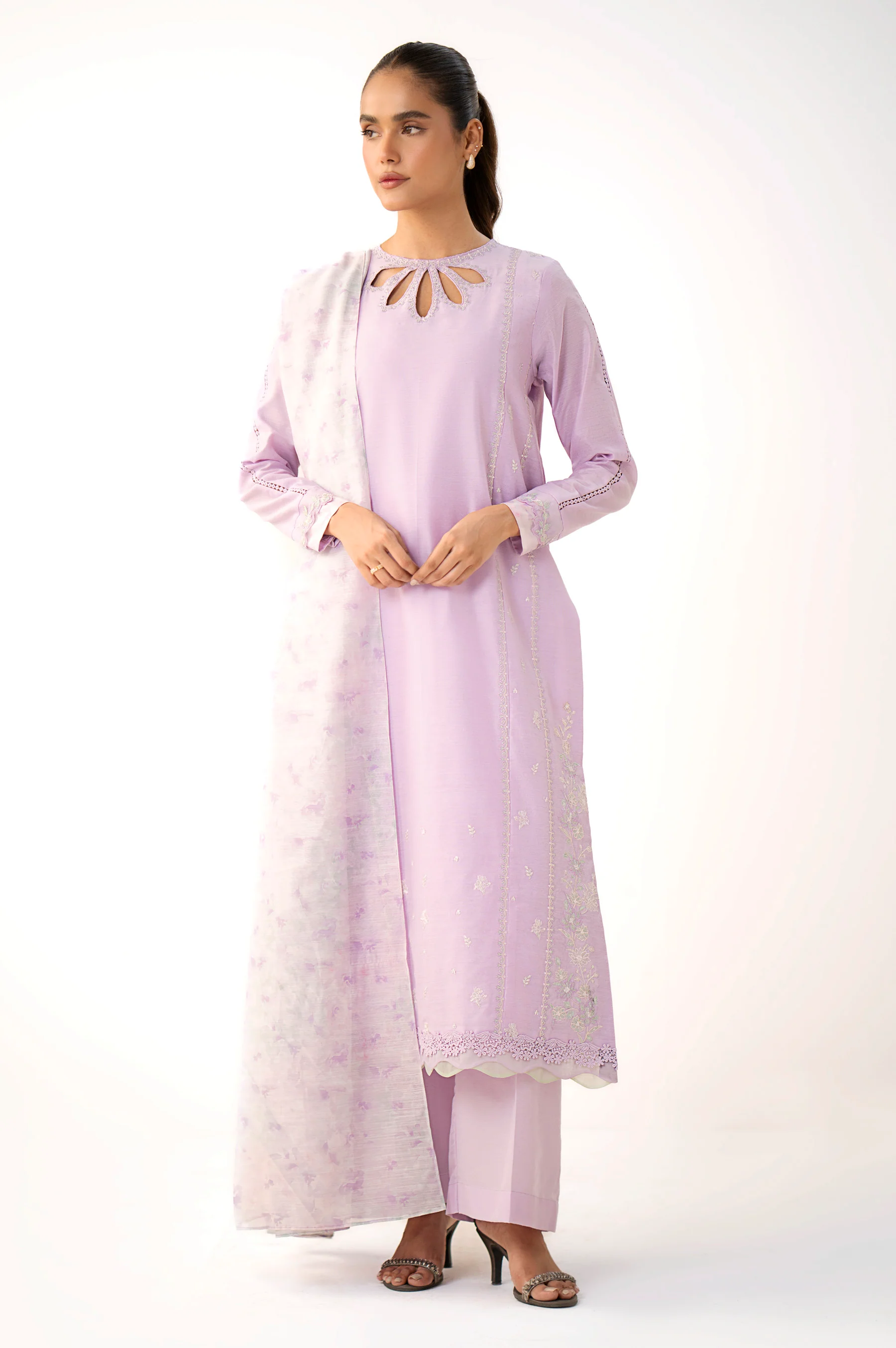 EMBROIDERED COTTON NET STITCHED SHIRT DUPATTA - Image 2