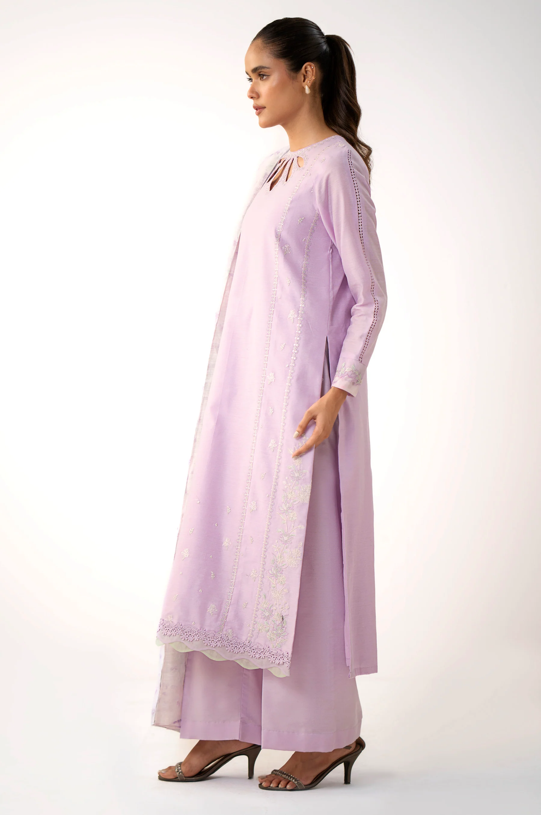EMBROIDERED COTTON NET STITCHED SHIRT DUPATTA - Image 3