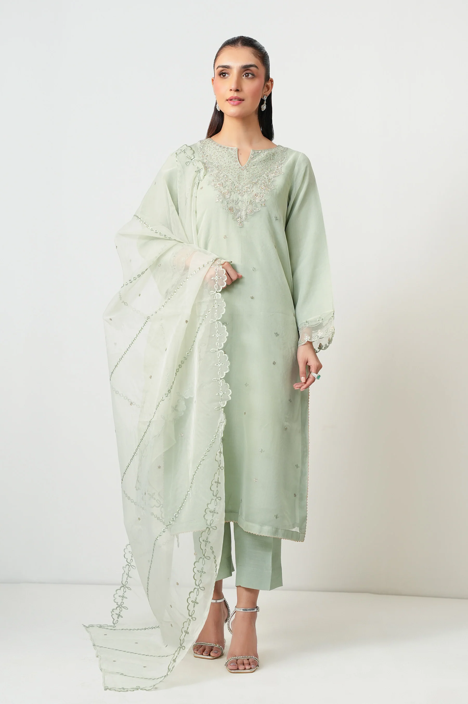 EMBROIDERED ORGANZA STITCHED SHIRT DUPATTA - Image 5