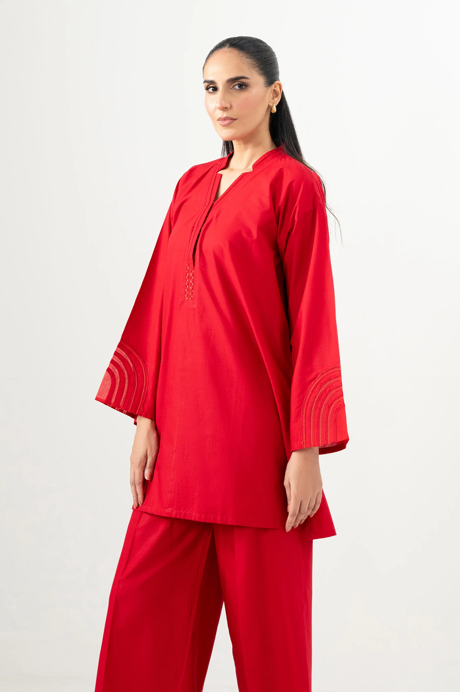 Stitched 2 Piece Stylized Cambric Suit - Image 2