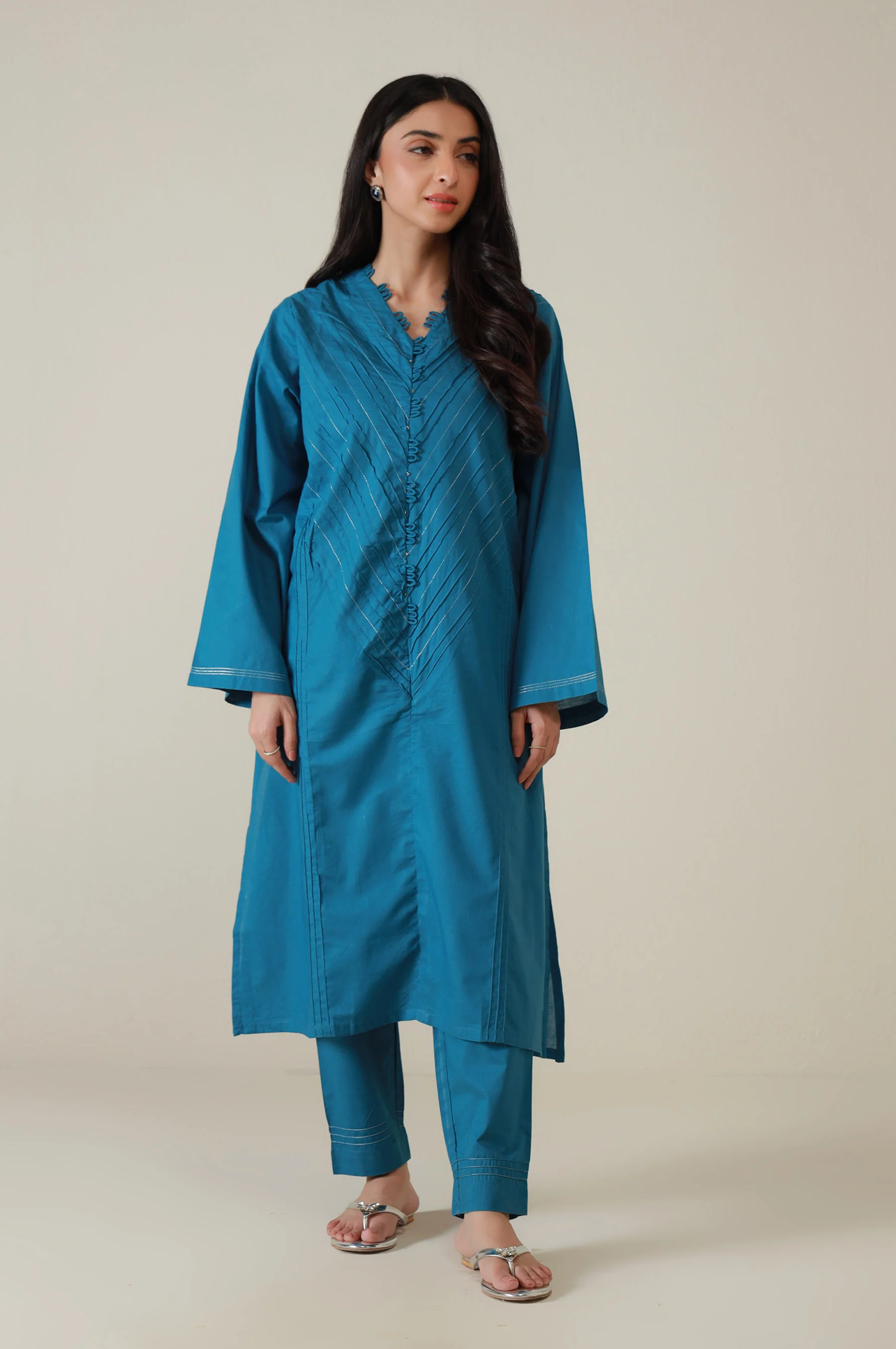 Stitched 2 Piece Stylized Cambric Suit - Image 2