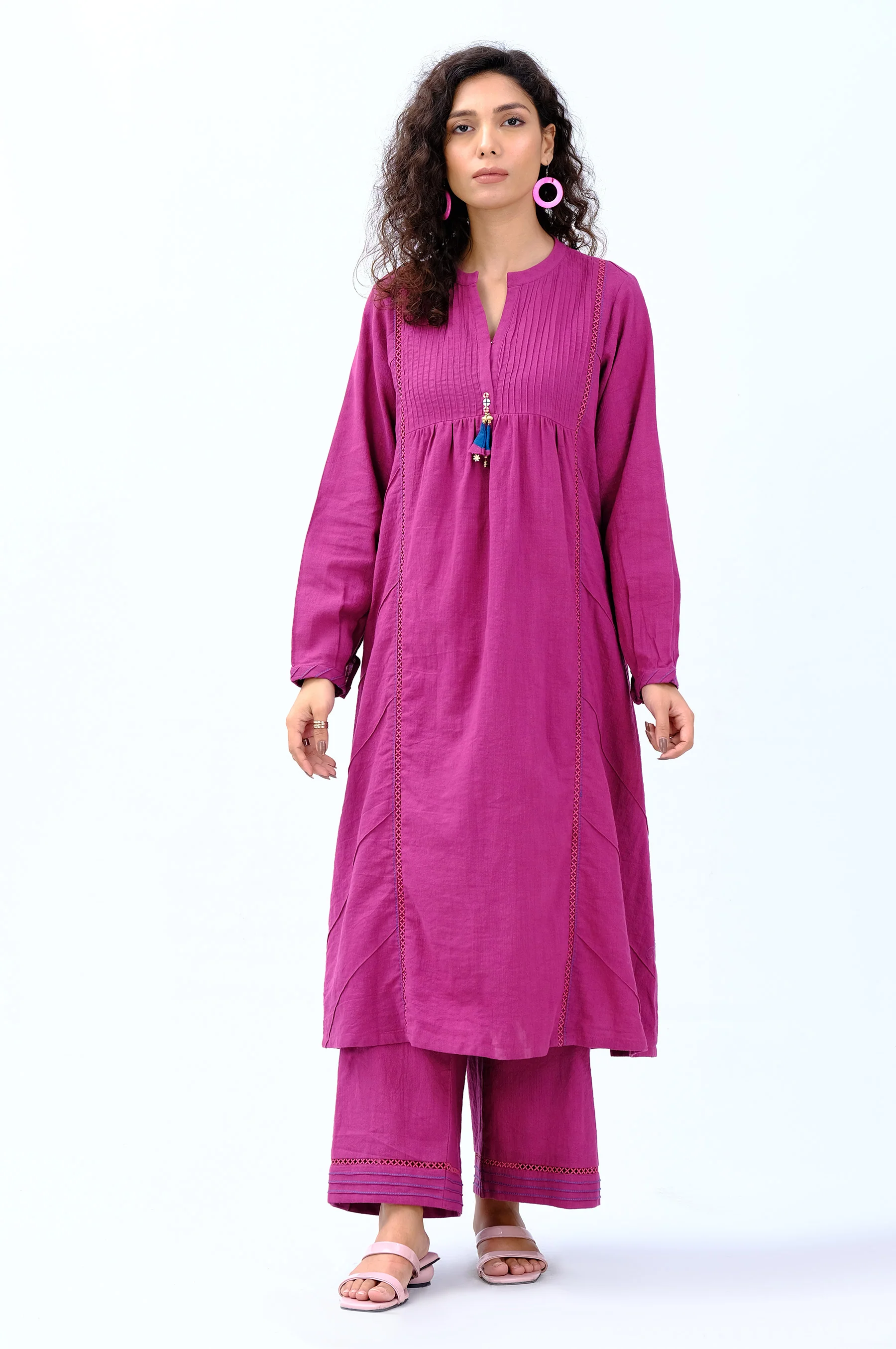Stitched 2 Piece Stylized Khaddar Suit - Image 2