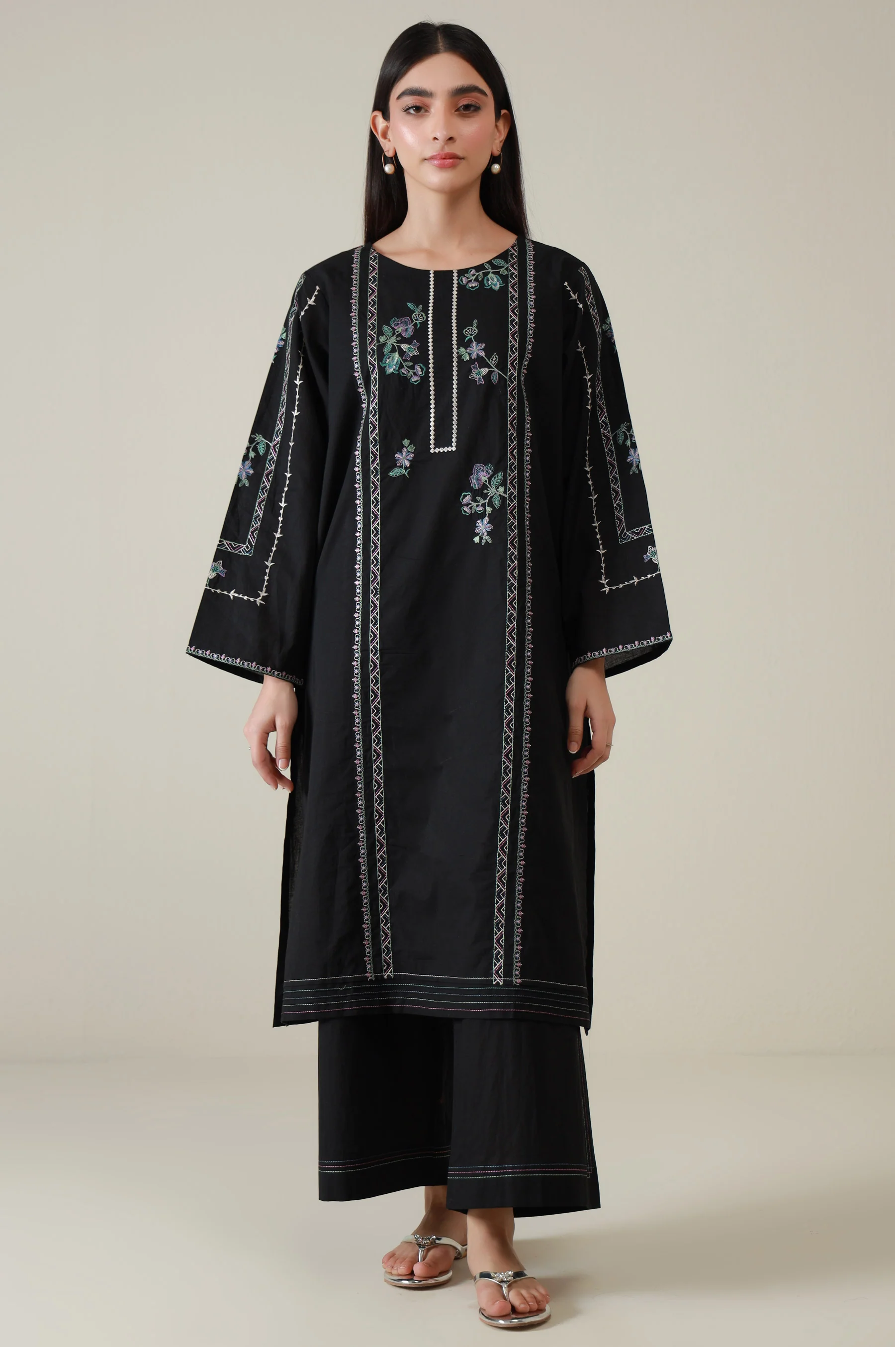 Stitched 2 Piece Embroidered Cambric Suit - Image 2