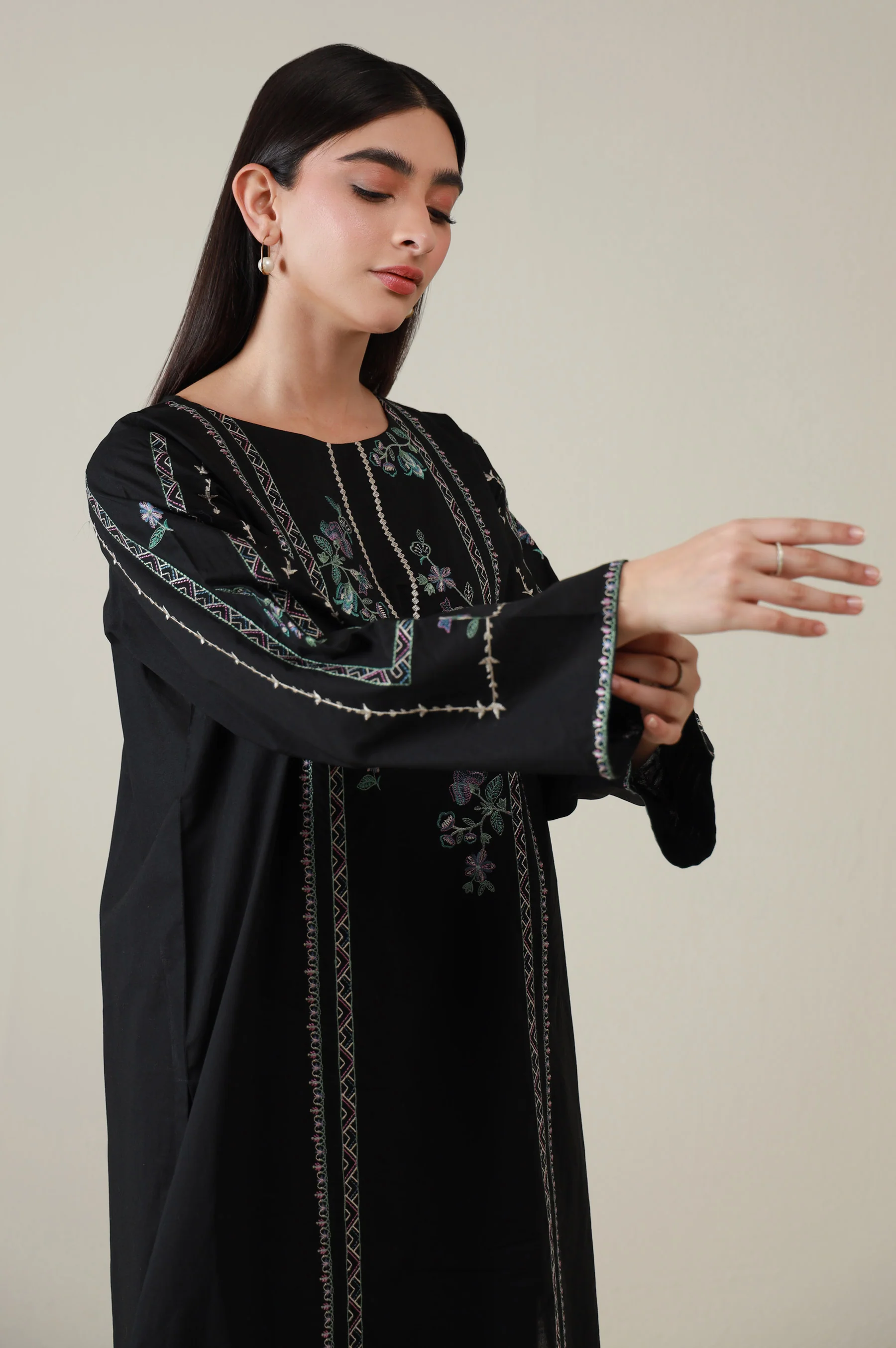 Stitched 2 Piece Embroidered Cambric Suit - Image 3