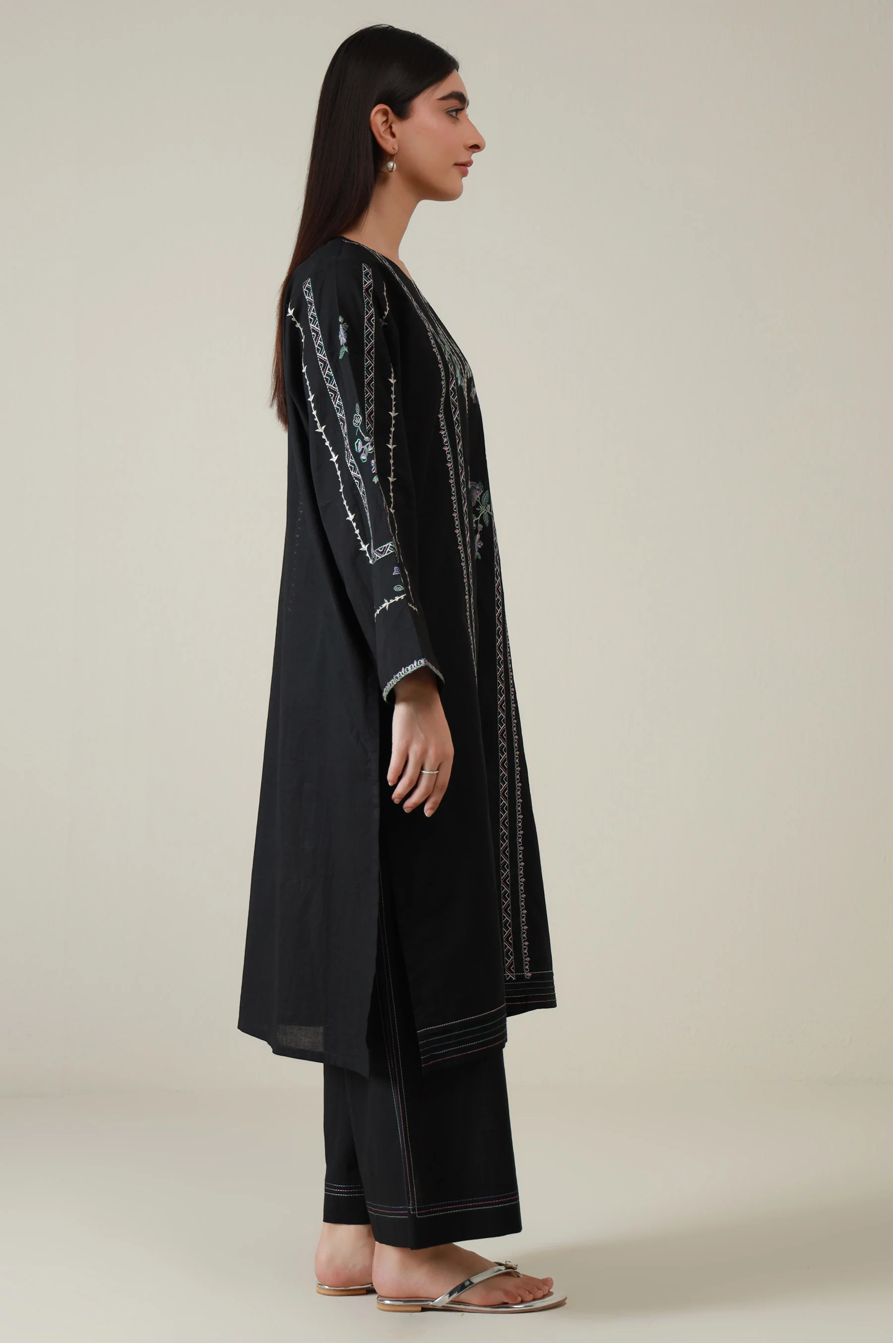 Stitched 2 Piece Embroidered Cambric Suit - Image 4