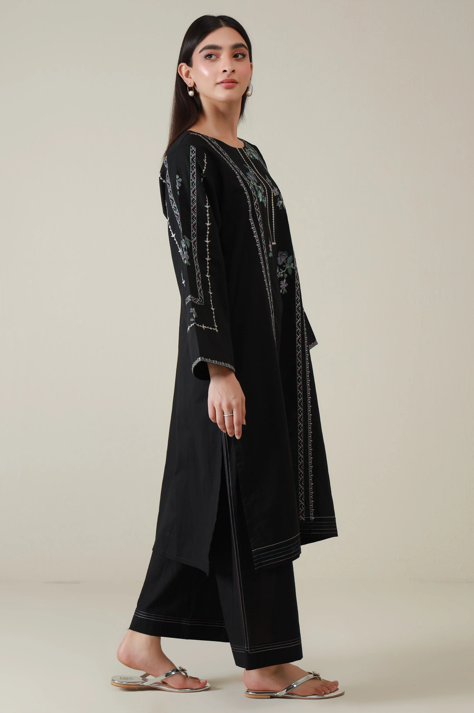Stitched 2 Piece Embroidered Cambric Suit - Image 6