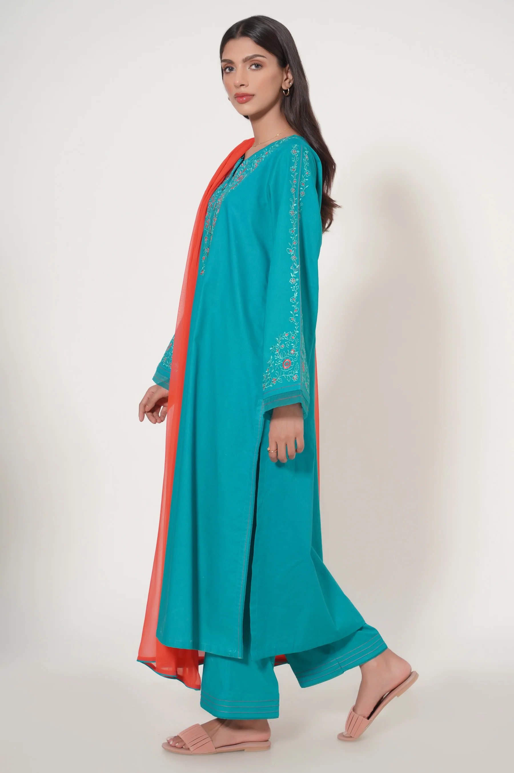 Stitched 2 Piece Embroidered Cambric Suit - Image 3
