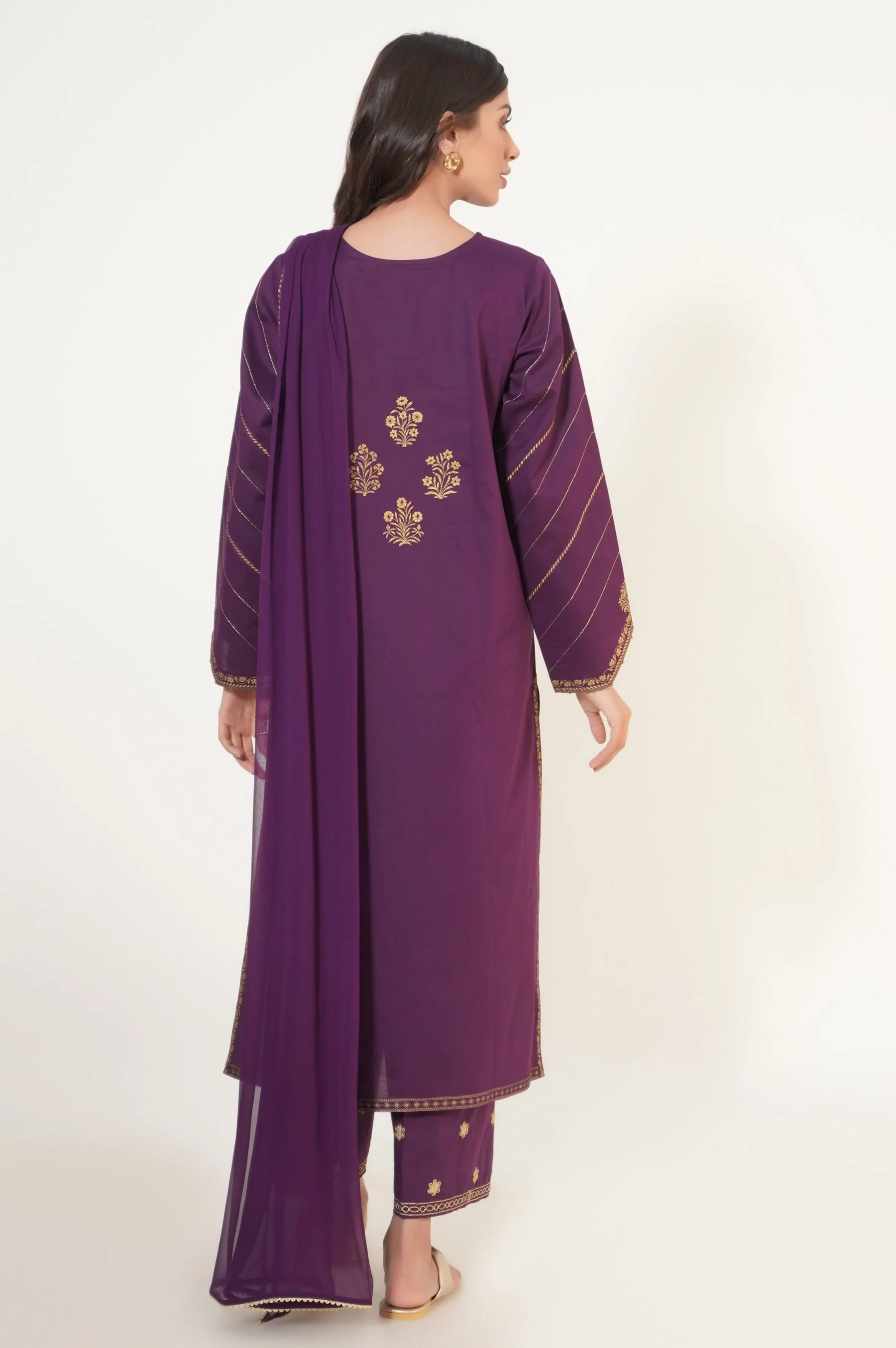 Stitched 2 Piece Paste Printed Suit - Image 4
