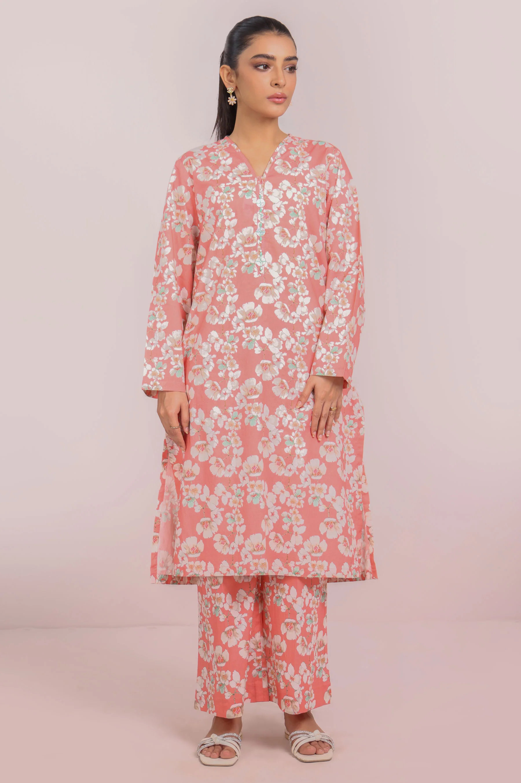 Stitched 2 Piece Printed Cambric Suit - Image 3